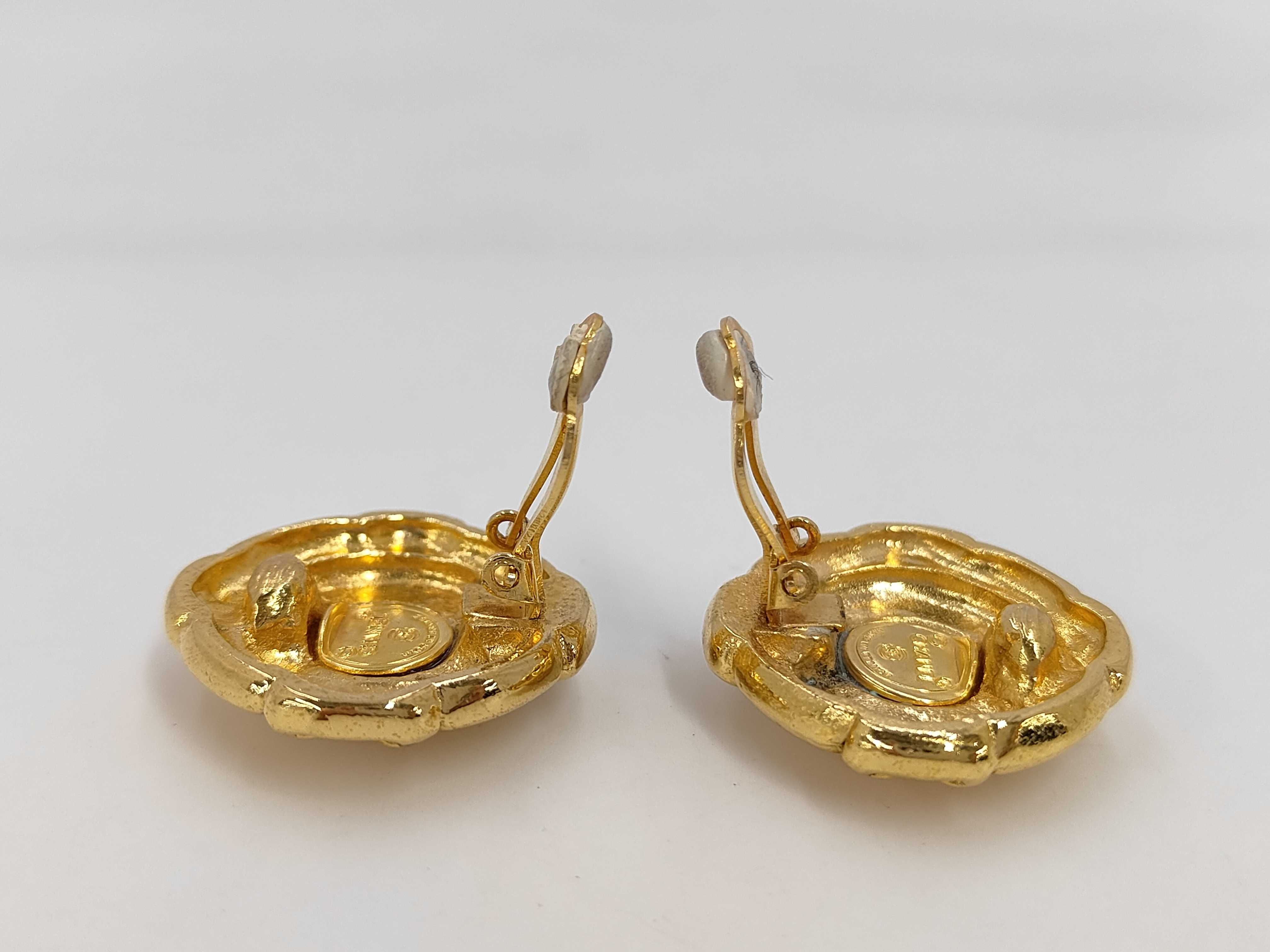 Gold Plated Coco Mark Round Earrings — view 4