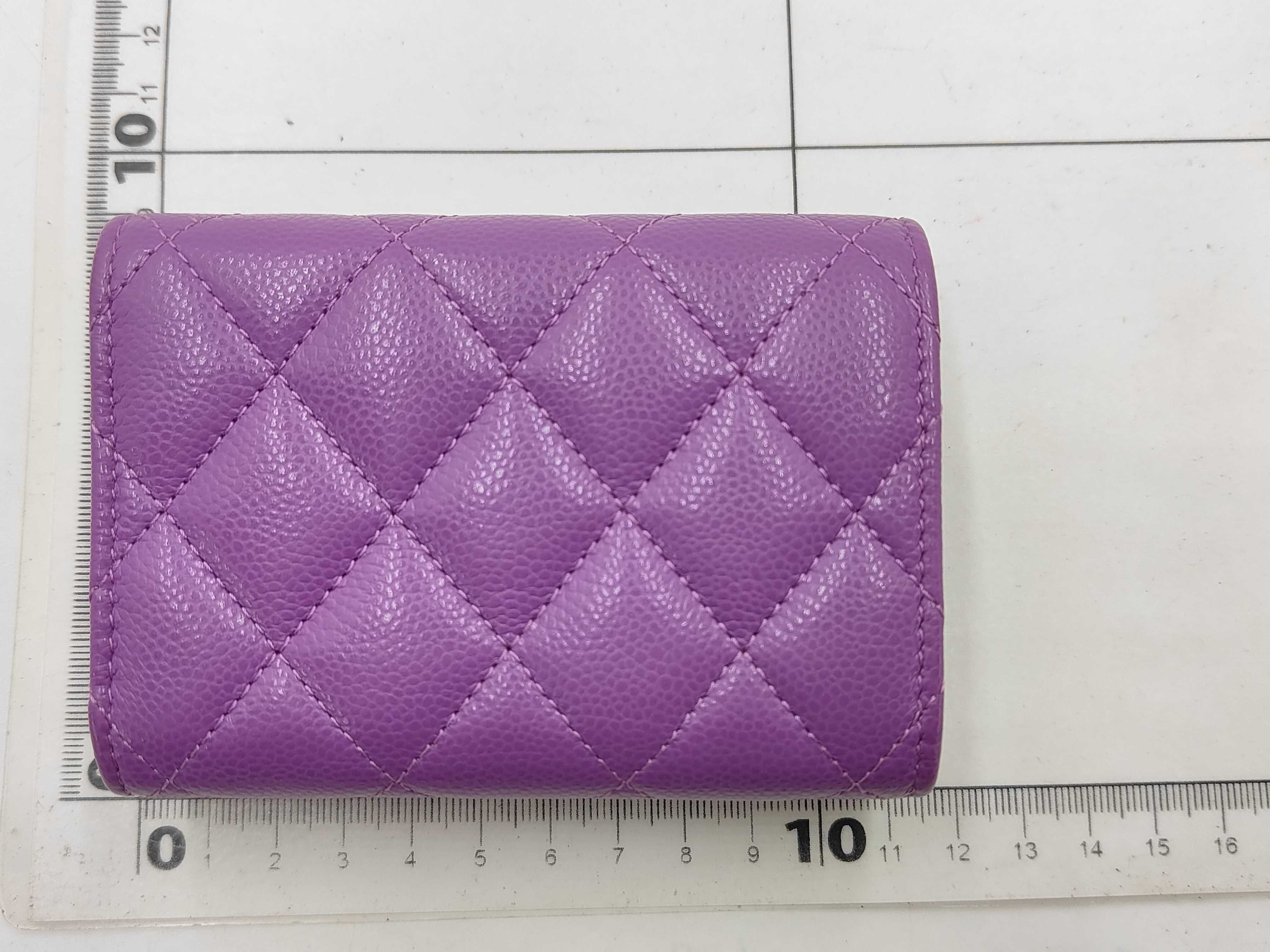 Tri-fold Wallet, Caviar Leather, Coco Mark, Random Number, Purple Wallet — view 2