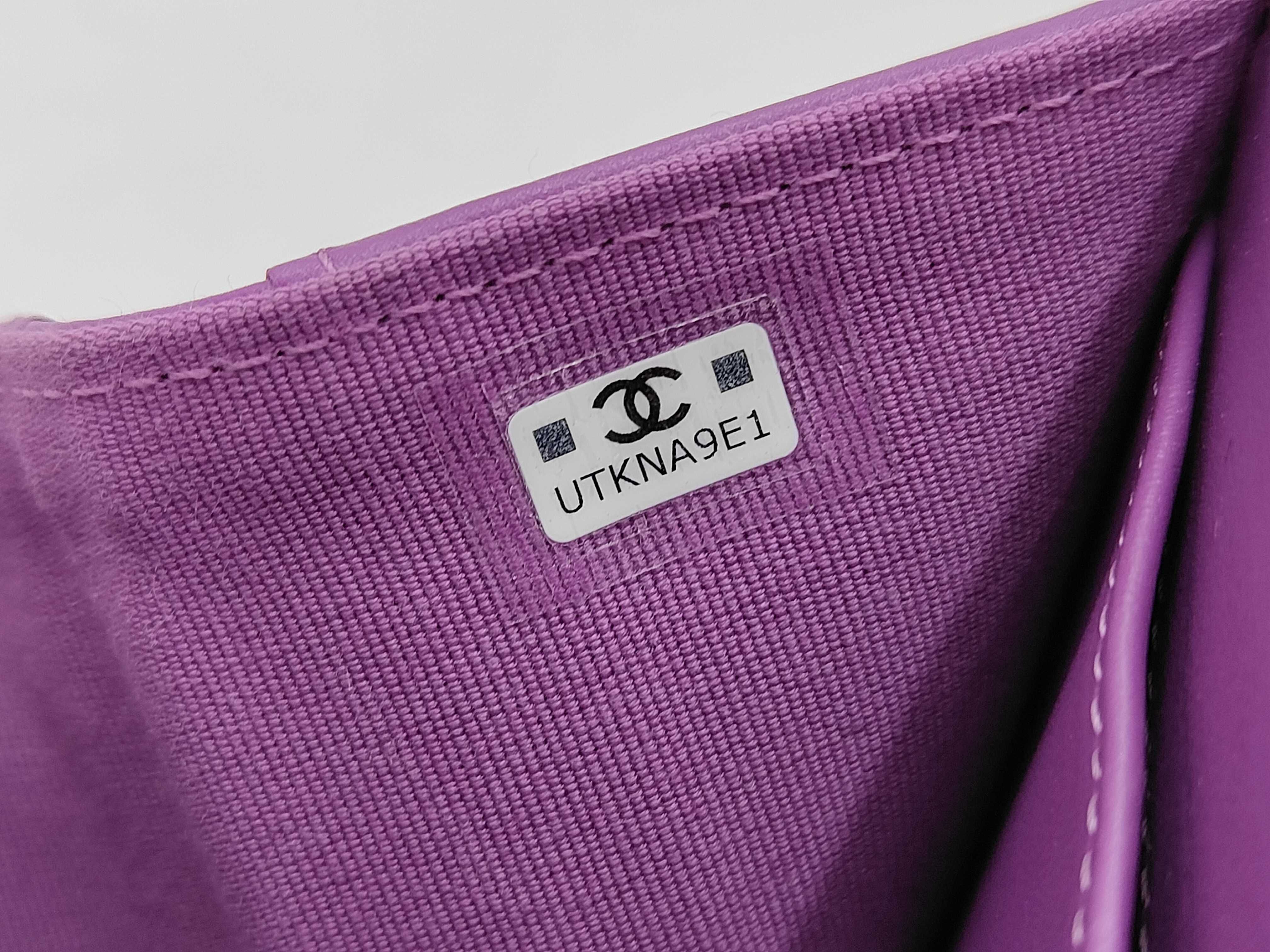 Tri-fold Wallet, Caviar Leather, Coco Mark, Random Number, Purple Wallet — view 7