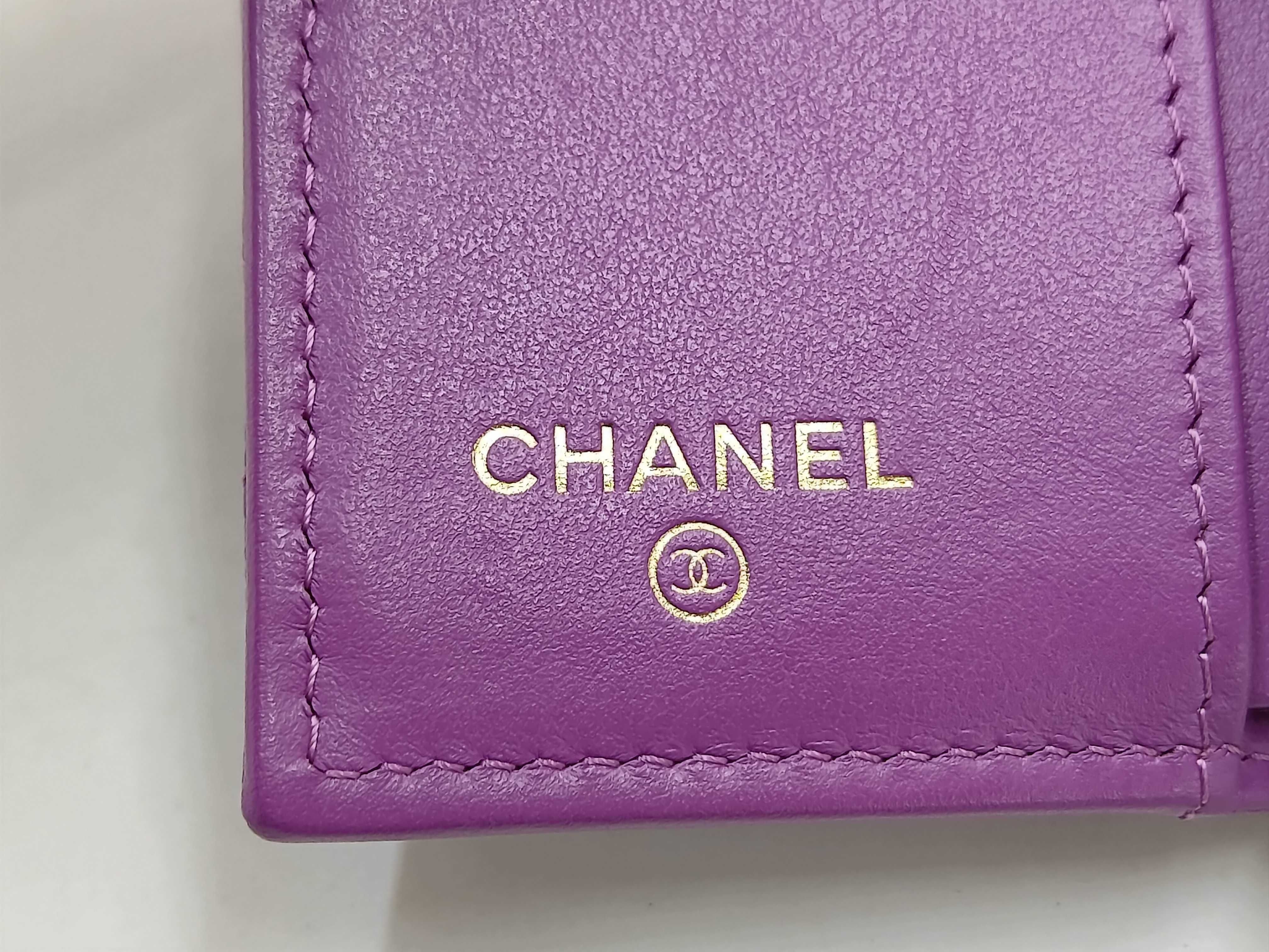 Tri-fold Wallet, Caviar Leather, Coco Mark, Random Number, Purple Wallet — view 8