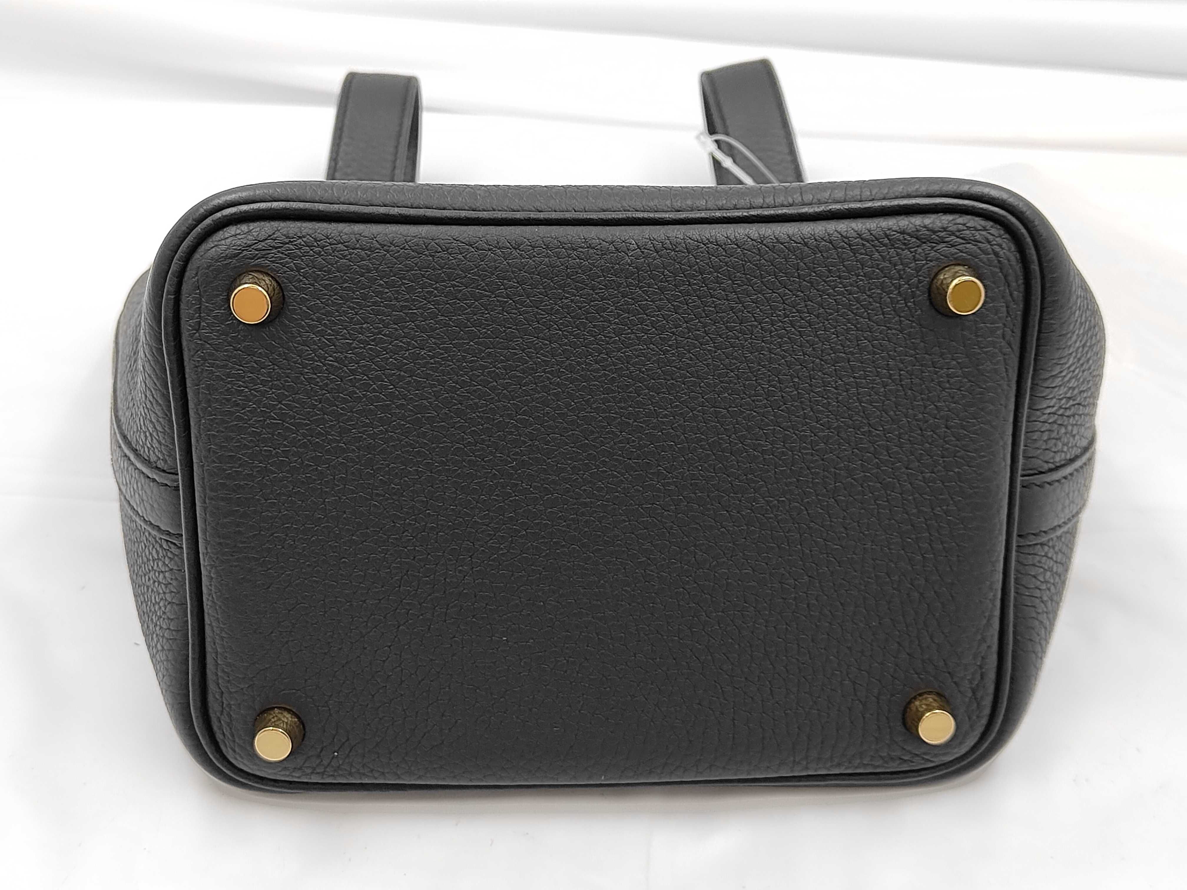 Picotin Lock PM, K stamp, Taurillon Clemence leather, black, gold hardware, 2 keys, padlock, dust bag, box. — view 5