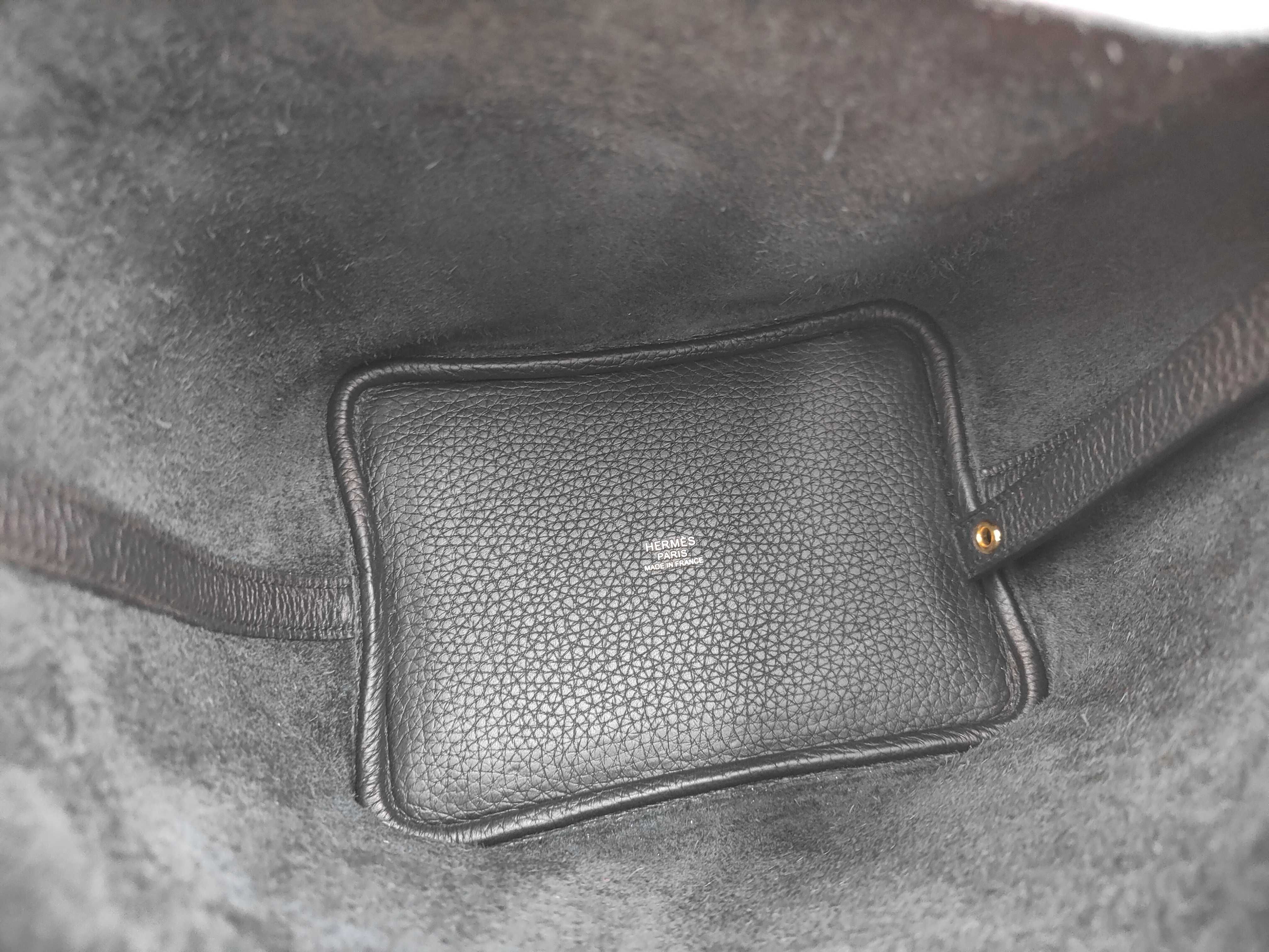 Picotin Lock PM, K stamp, Taurillon Clemence leather, black, gold hardware, 2 keys, padlock, dust bag, box. — view 7