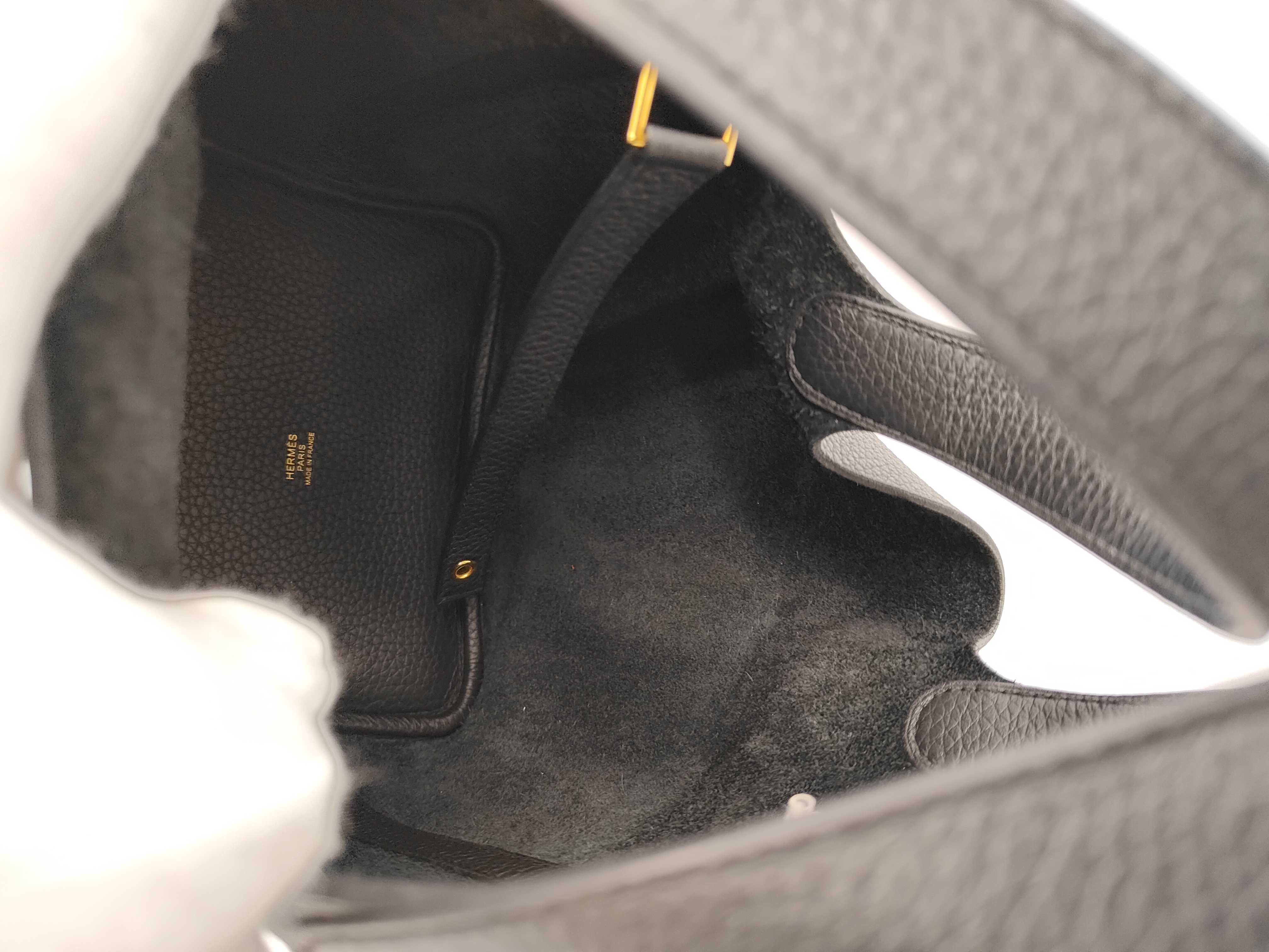 Picotin Lock PM, K stamp, Taurillon Clemence leather, black, gold hardware, 2 keys, padlock, dust bag, box. — view 9