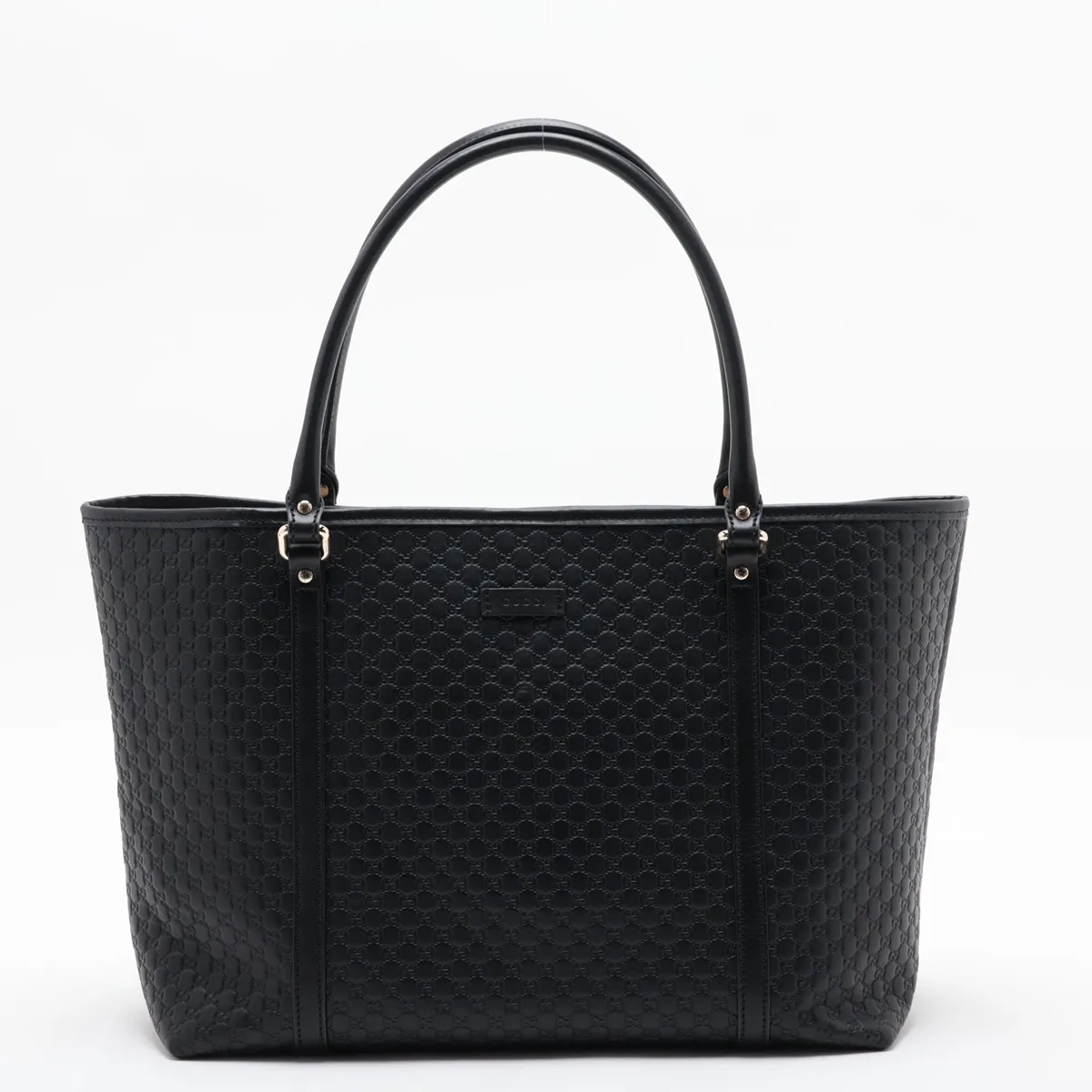 Microguccissima Leather Tote Bag, Black, 449647 (Outlet)
