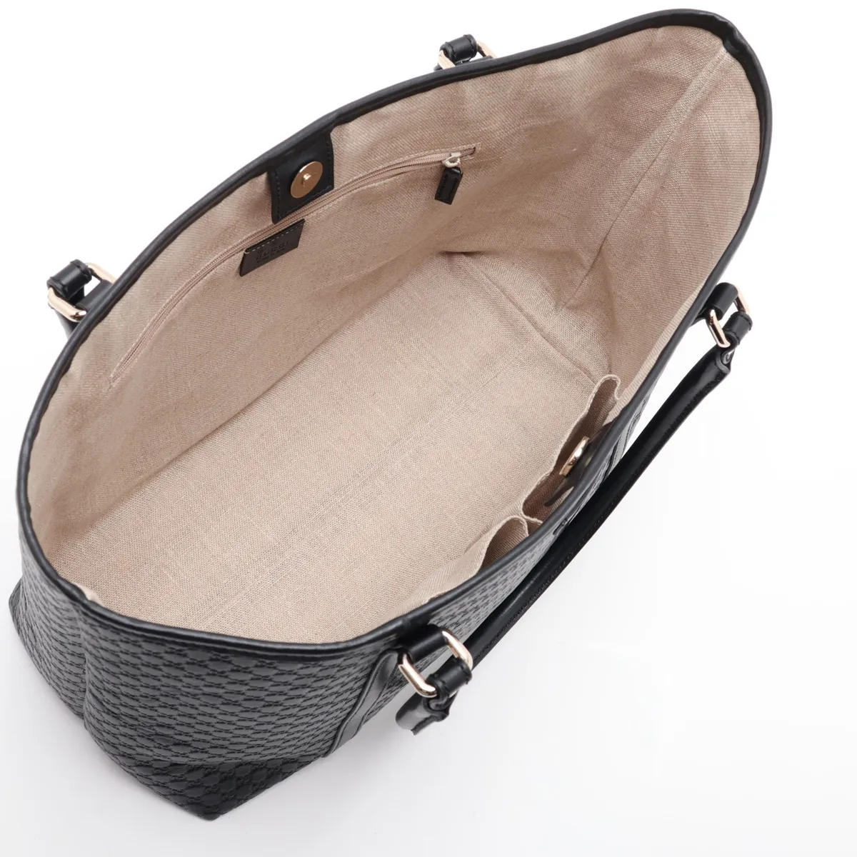 Microguccissima Leather Tote Bag, Black, 449647 (Outlet) — view 7