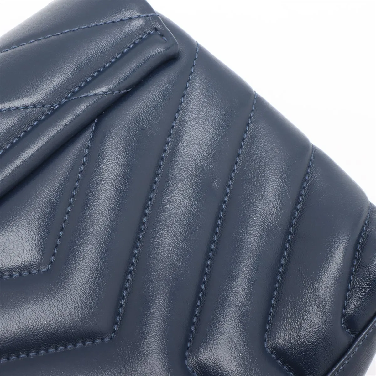 Loulou Leather Shoulder Bag, Navy, 467072 — view 11