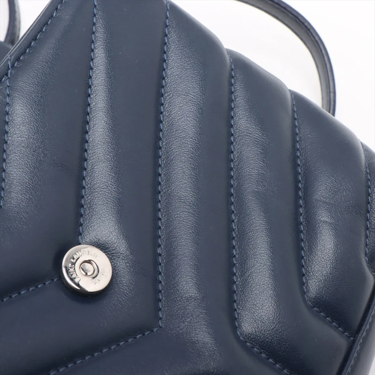 Loulou Leather Shoulder Bag, Navy, 467072 — view 14