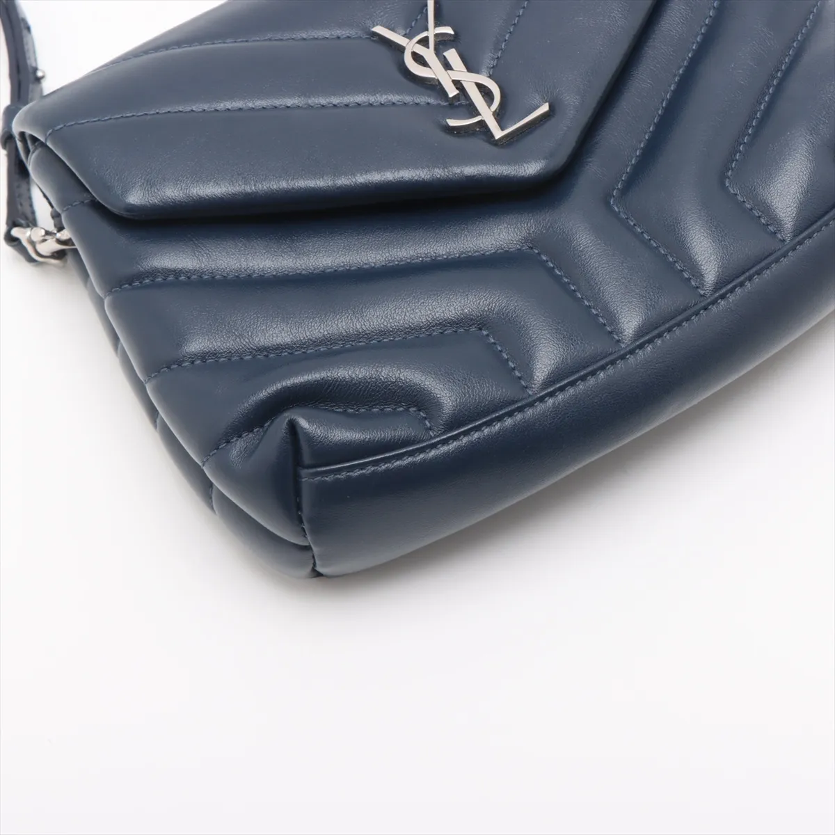 Loulou Leather Shoulder Bag, Navy, 467072 — view 4