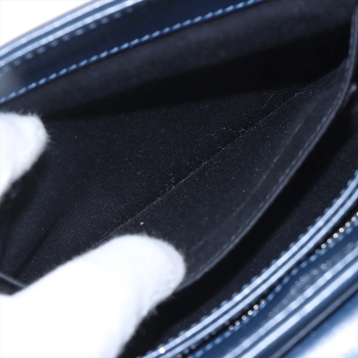 Loulou Leather Shoulder Bag, Navy, 467072 — view 7