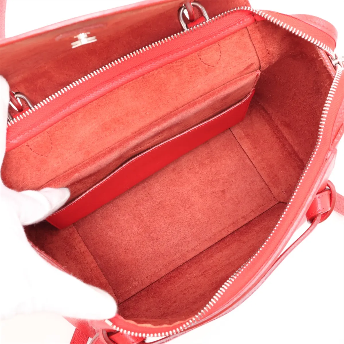 Belt Bag Micro Leather 2-Way Handbag Red — view 8