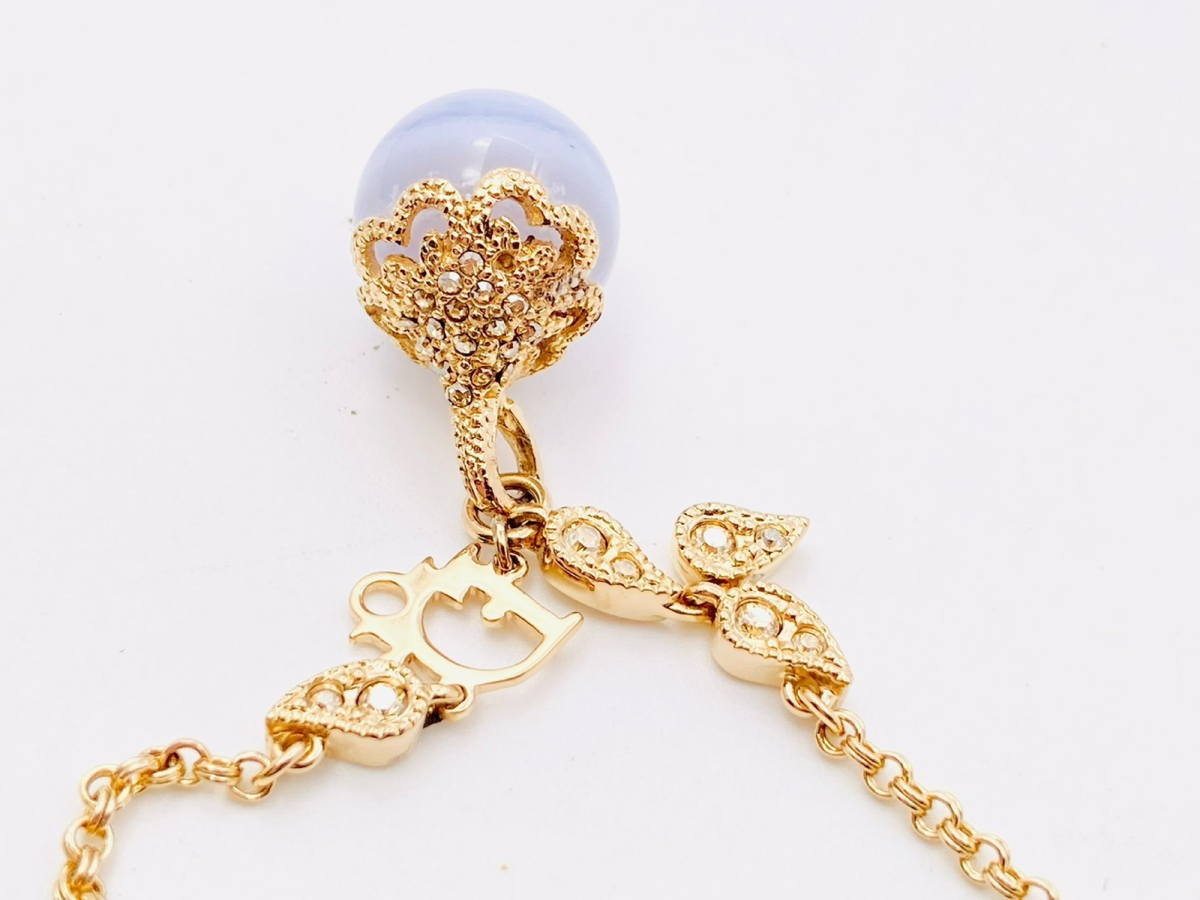 Logo Color Stone x Rhinestone Bracelet Blue x Gold Bracelet/Bangle — view 2