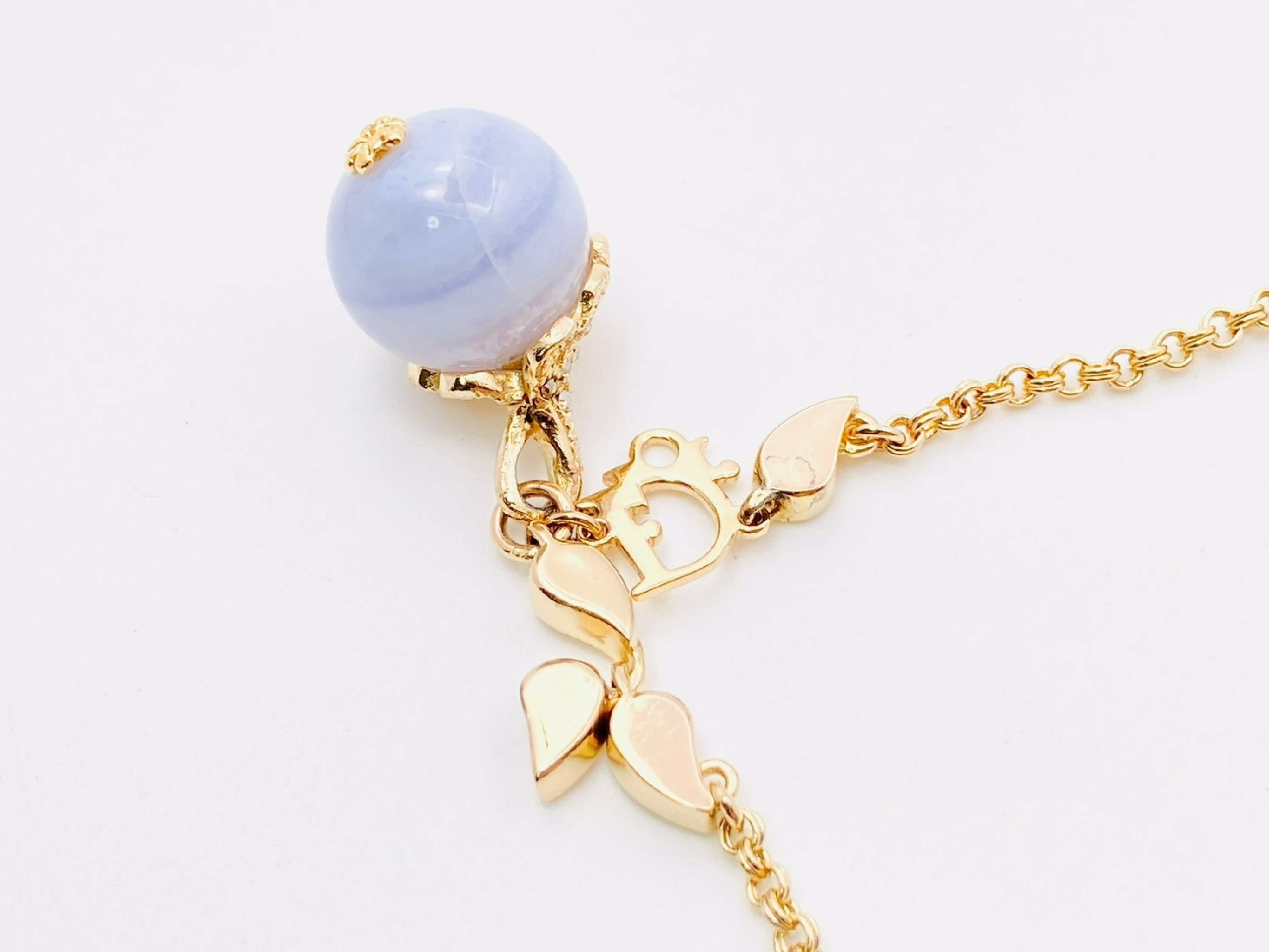 Logo Color Stone x Rhinestone Bracelet Blue x Gold Bracelet/Bangle — view 3