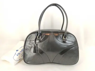 2000ss B10524 Handbag Bowling Bag Mini Boston Archive Perforated Handbag