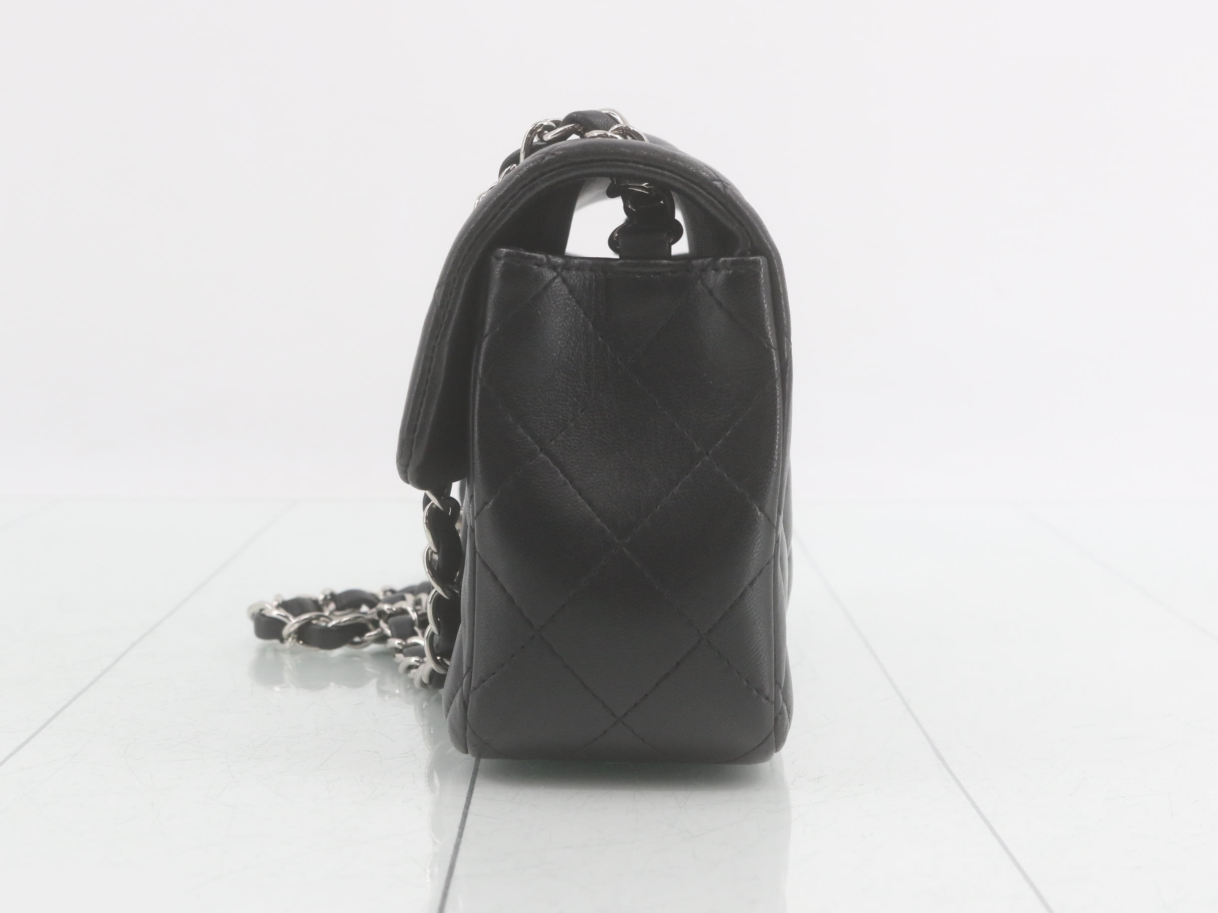 Matelassé Lambskin Chain Shoulder Bag with Silver Hardware — view 3