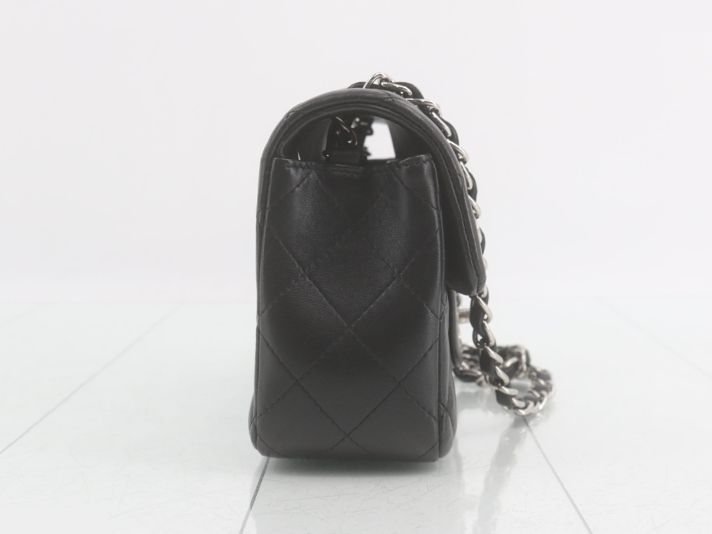 Matelassé Lambskin Chain Shoulder Bag with Silver Hardware — view 4