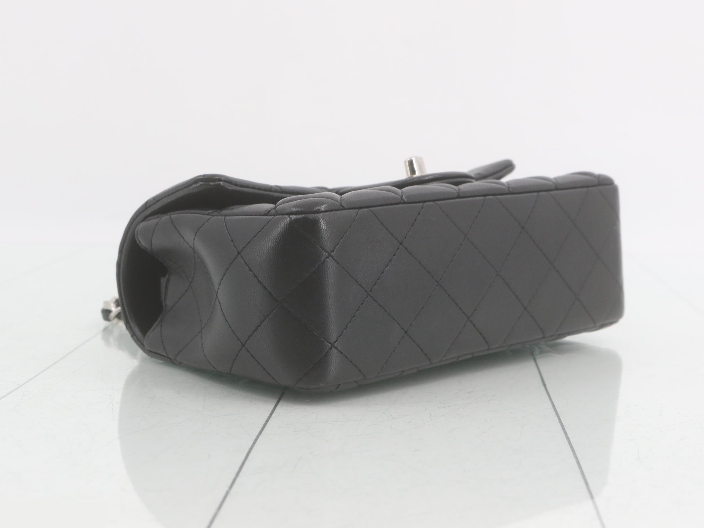 Matelassé Lambskin Chain Shoulder Bag with Silver Hardware — view 5