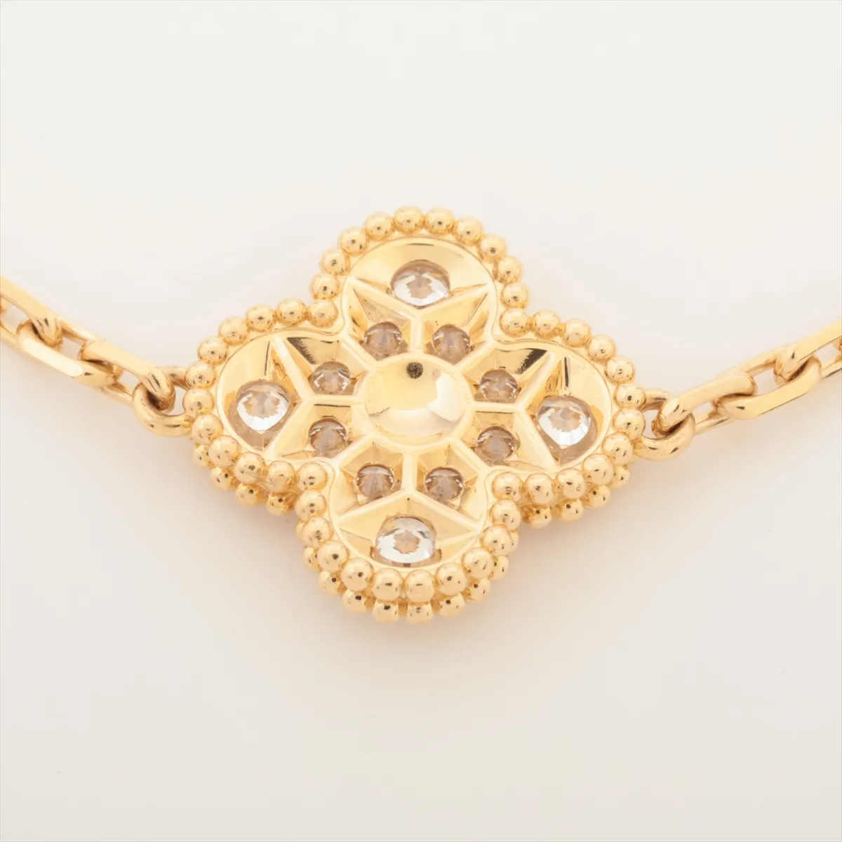 Vintage Alhambra Guilloche 5P Diamond Bracelet 750(YG) 17.2g JC234793 Engraving is — view 3