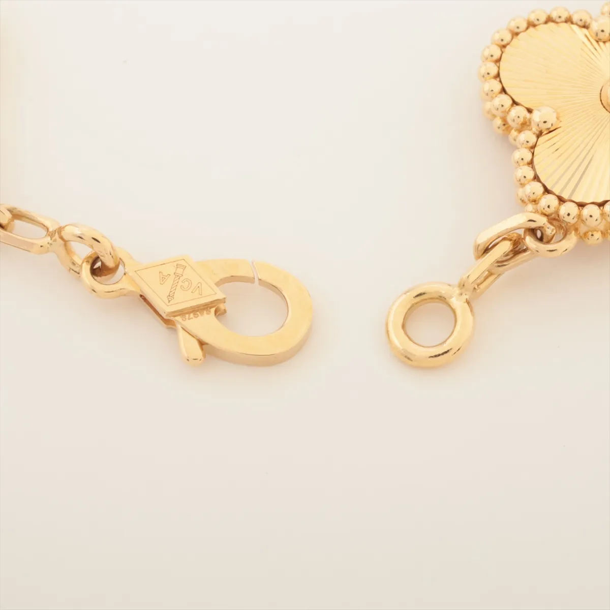 Vintage Alhambra Guilloche 5P Diamond Bracelet 750(YG) 17.2g JC234793 Engraving is — view 4