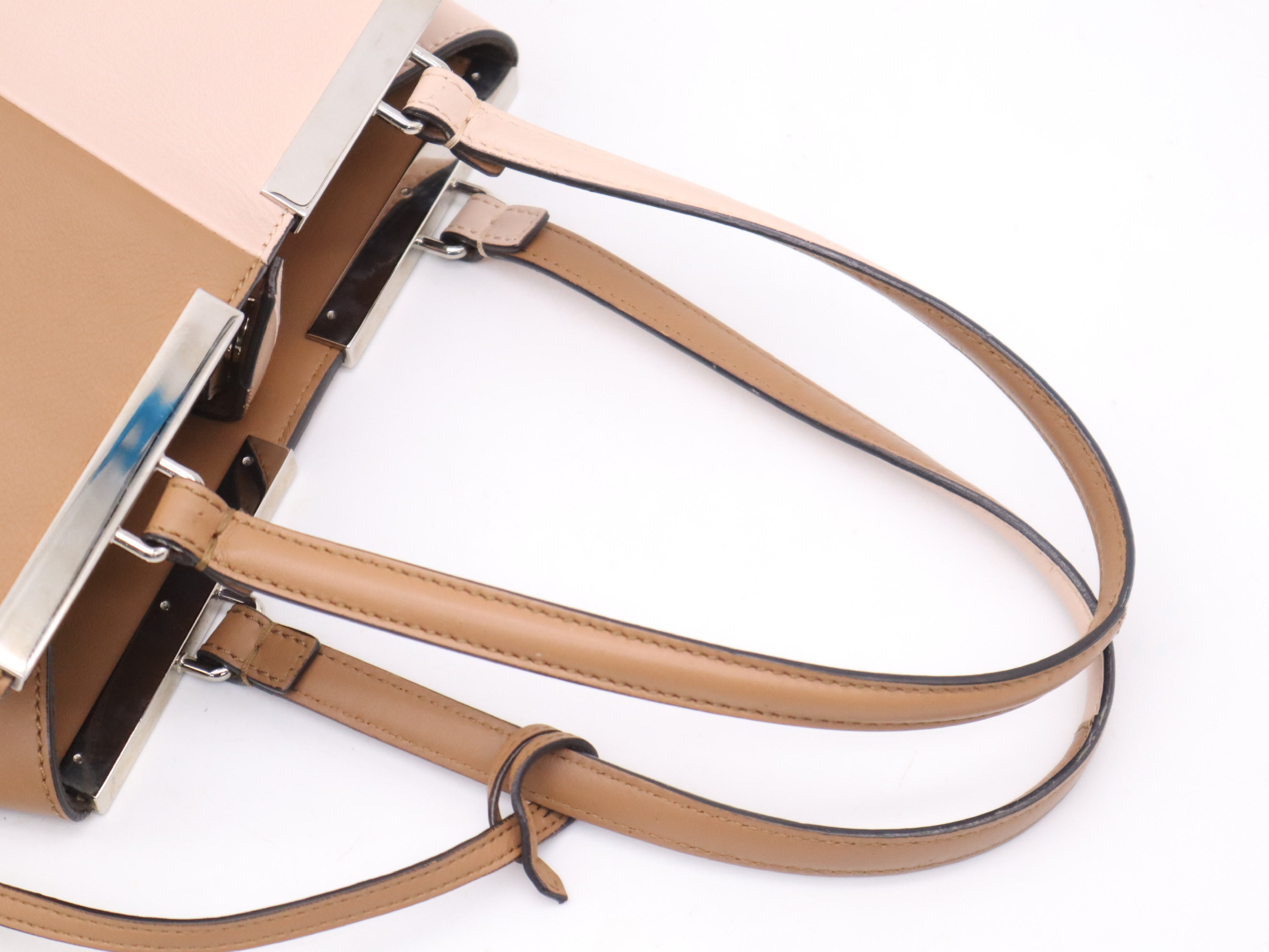 8BH275 Leather Trois Jours Bicolor Tote Bag in Brown and Beige Pink with Silver Hardware, Clochette and Dust Bag Included — view 6