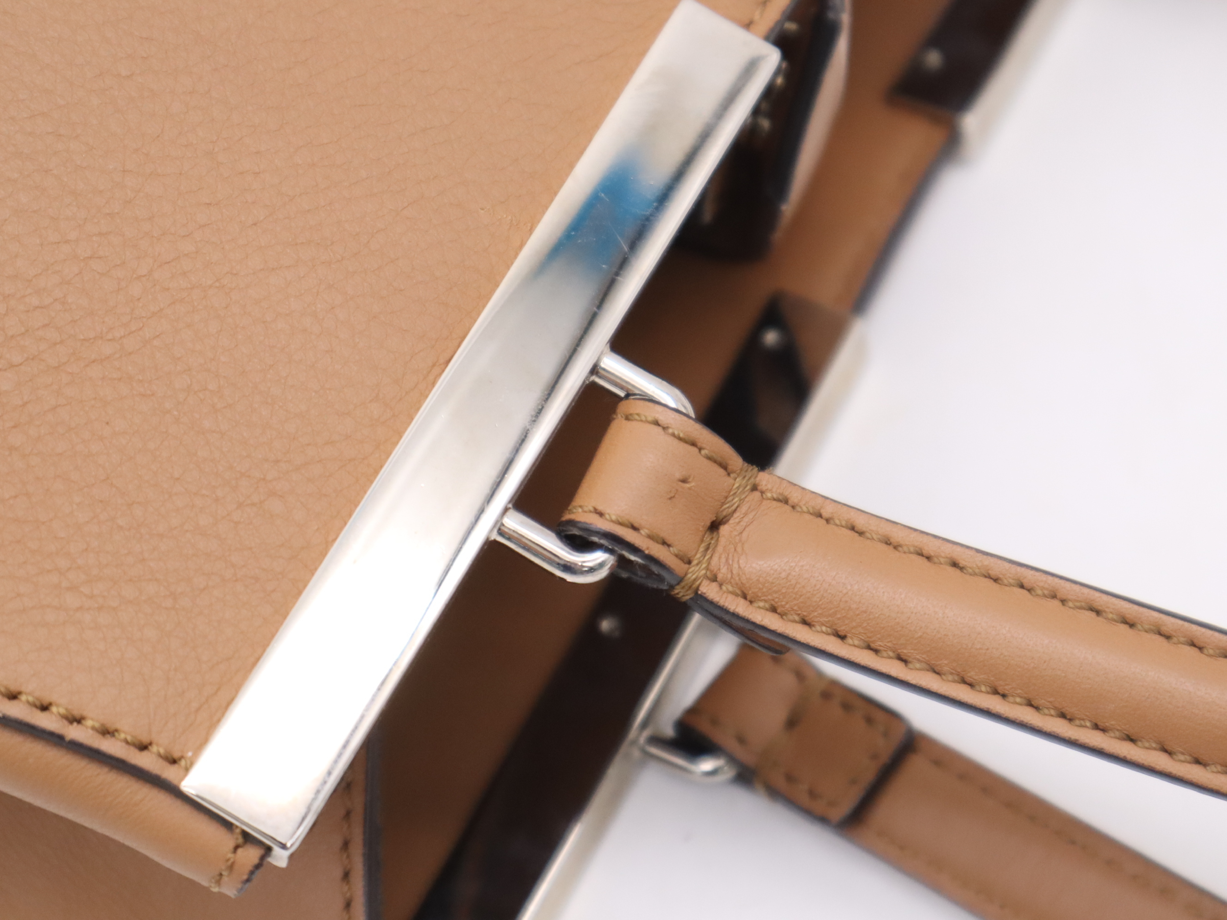 8BH275 Leather Trois Jours Bicolor Tote Bag in Brown and Beige Pink with Silver Hardware, Clochette and Dust Bag Included — view 7