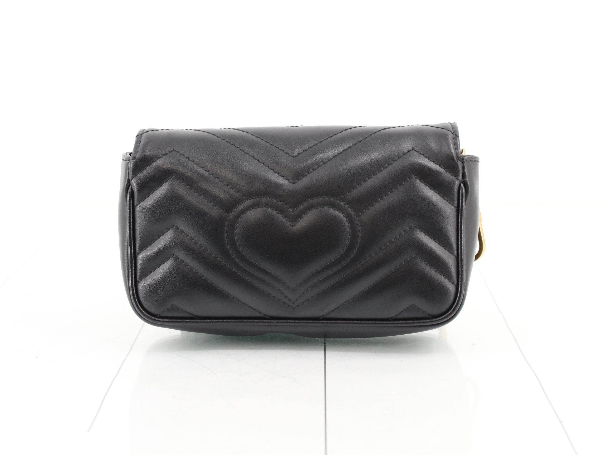 GG Marmont Quilted Mini Chain Shoulder Bag, Black, with Dust Bag and Keyring — view 2