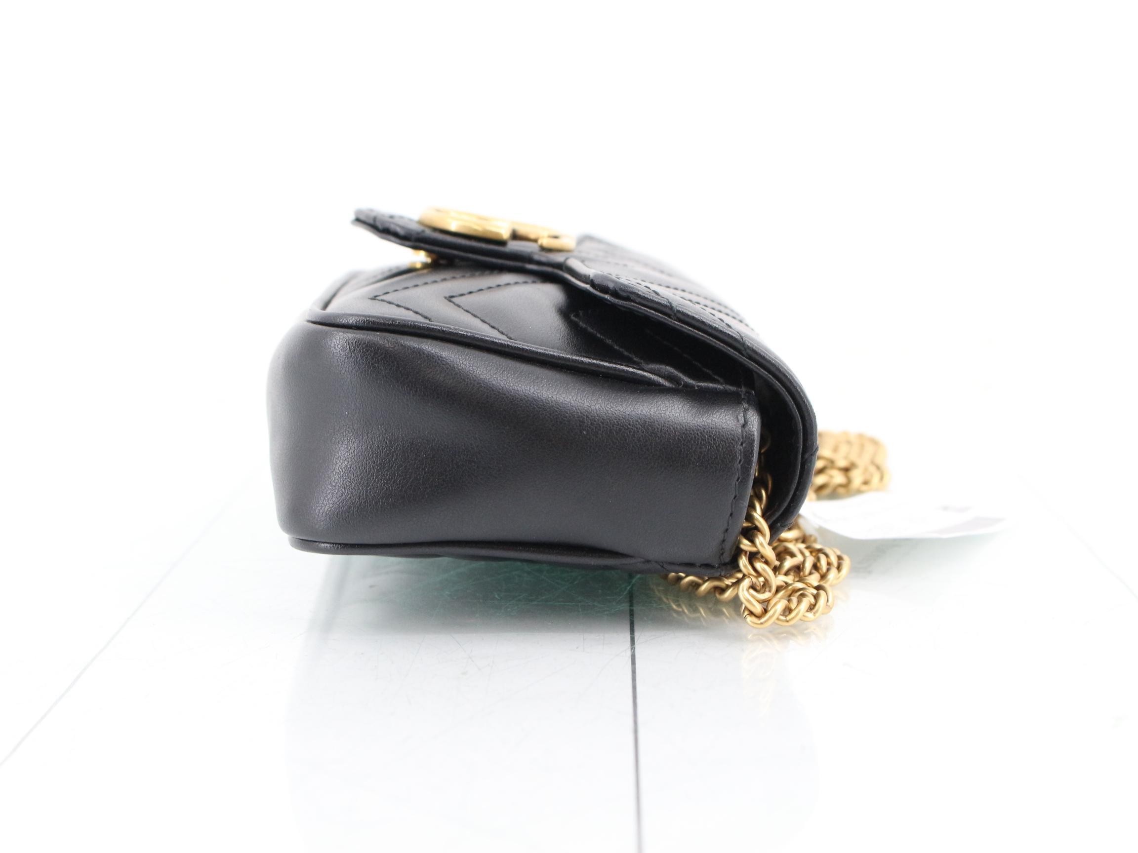 GG Marmont Quilted Mini Chain Shoulder Bag, Black, with Dust Bag and Keyring — view 3