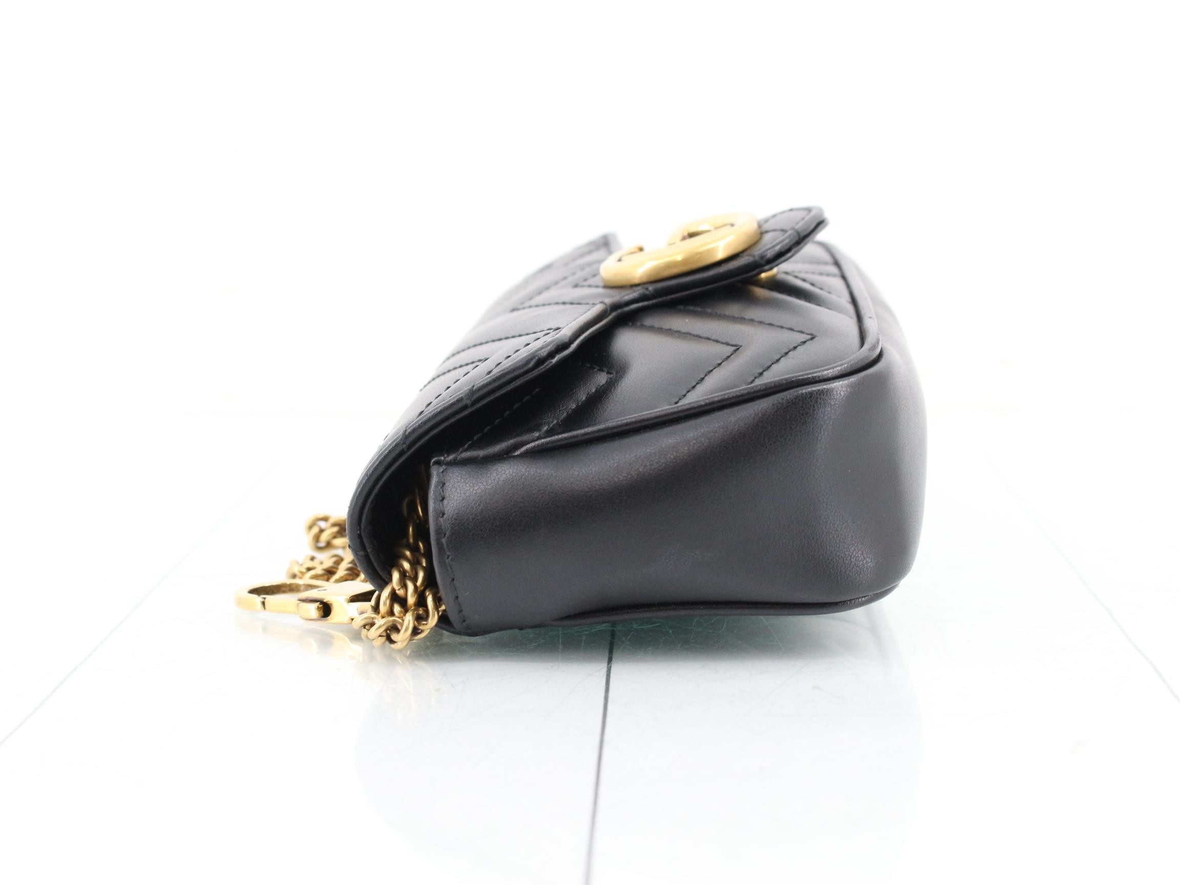 GG Marmont Quilted Mini Chain Shoulder Bag, Black, with Dust Bag and Keyring — view 4