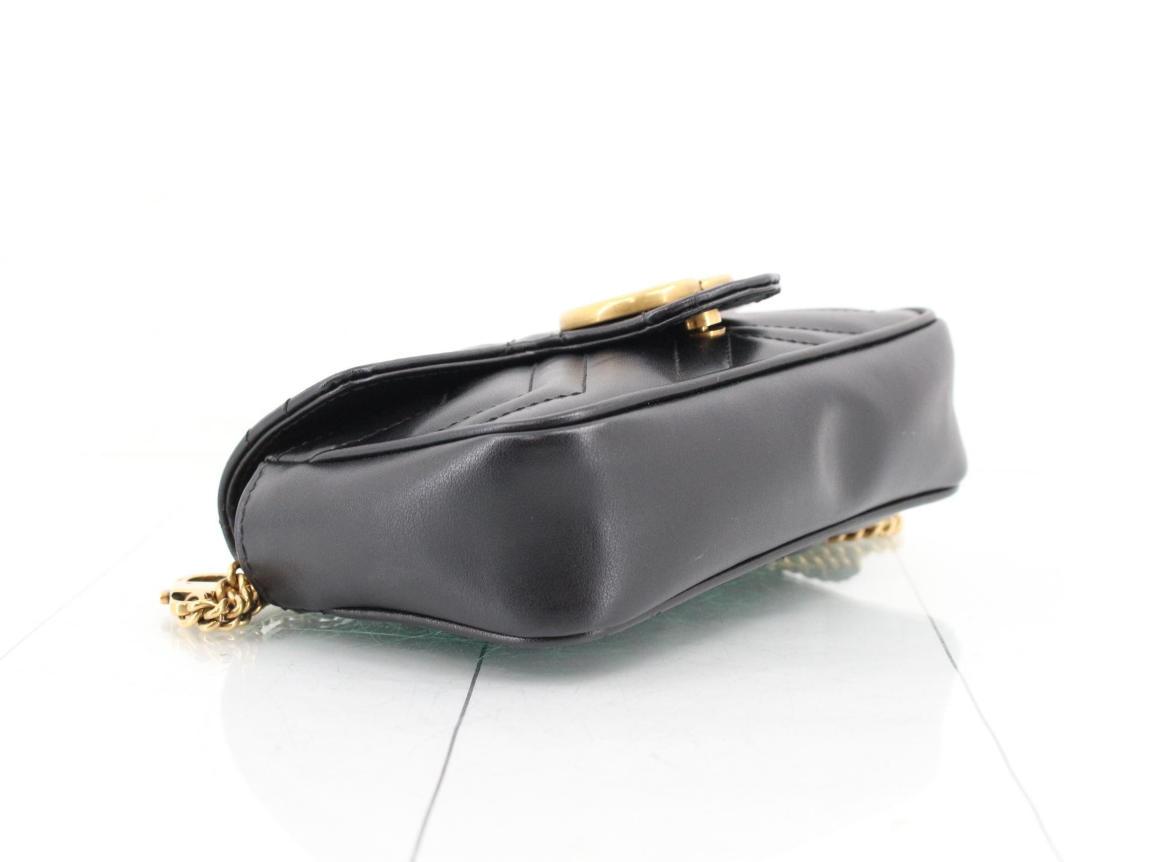GG Marmont Quilted Mini Chain Shoulder Bag, Black, with Dust Bag and Keyring — view 5