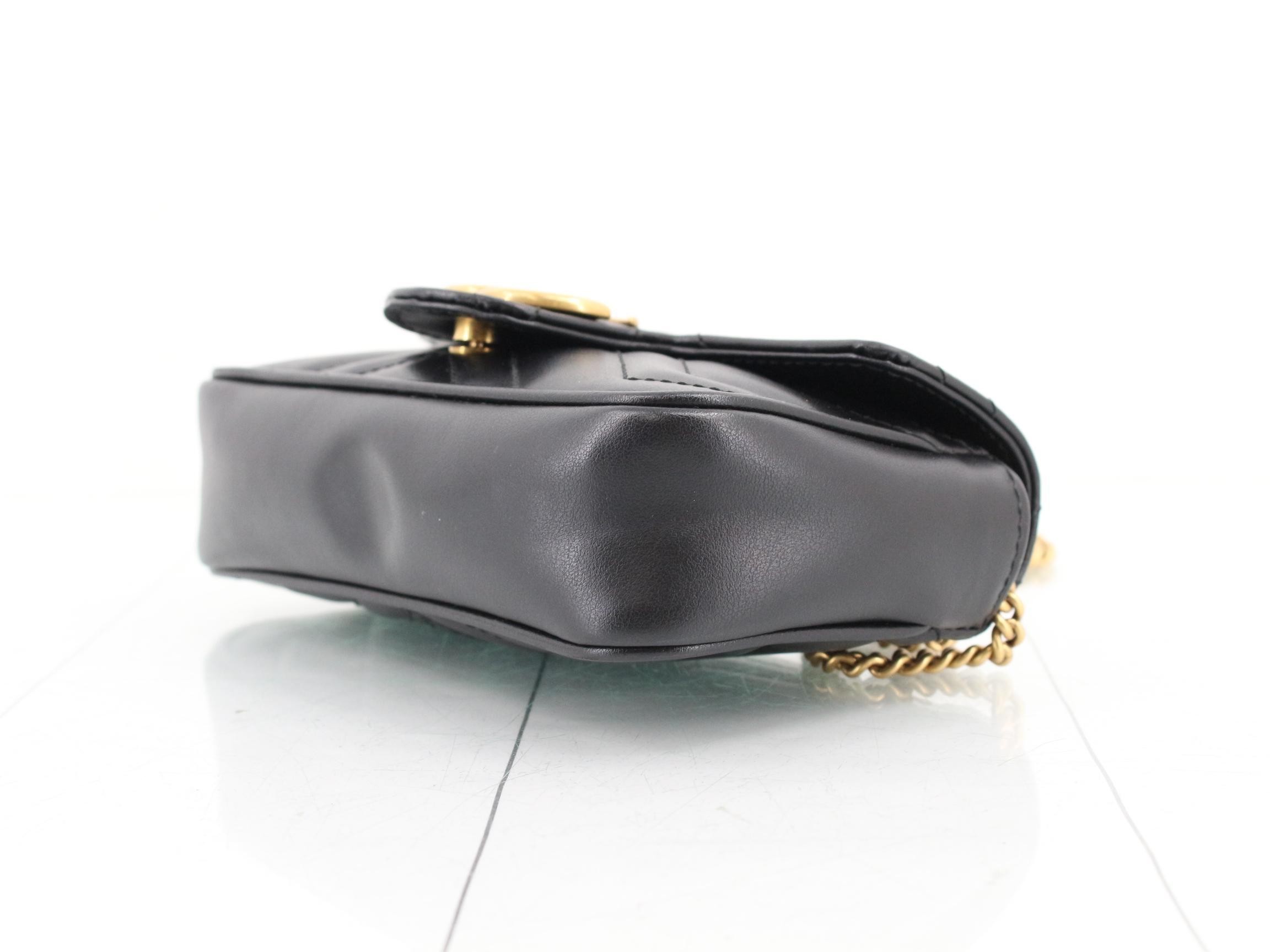 GG Marmont Quilted Mini Chain Shoulder Bag, Black, with Dust Bag and Keyring — view 6