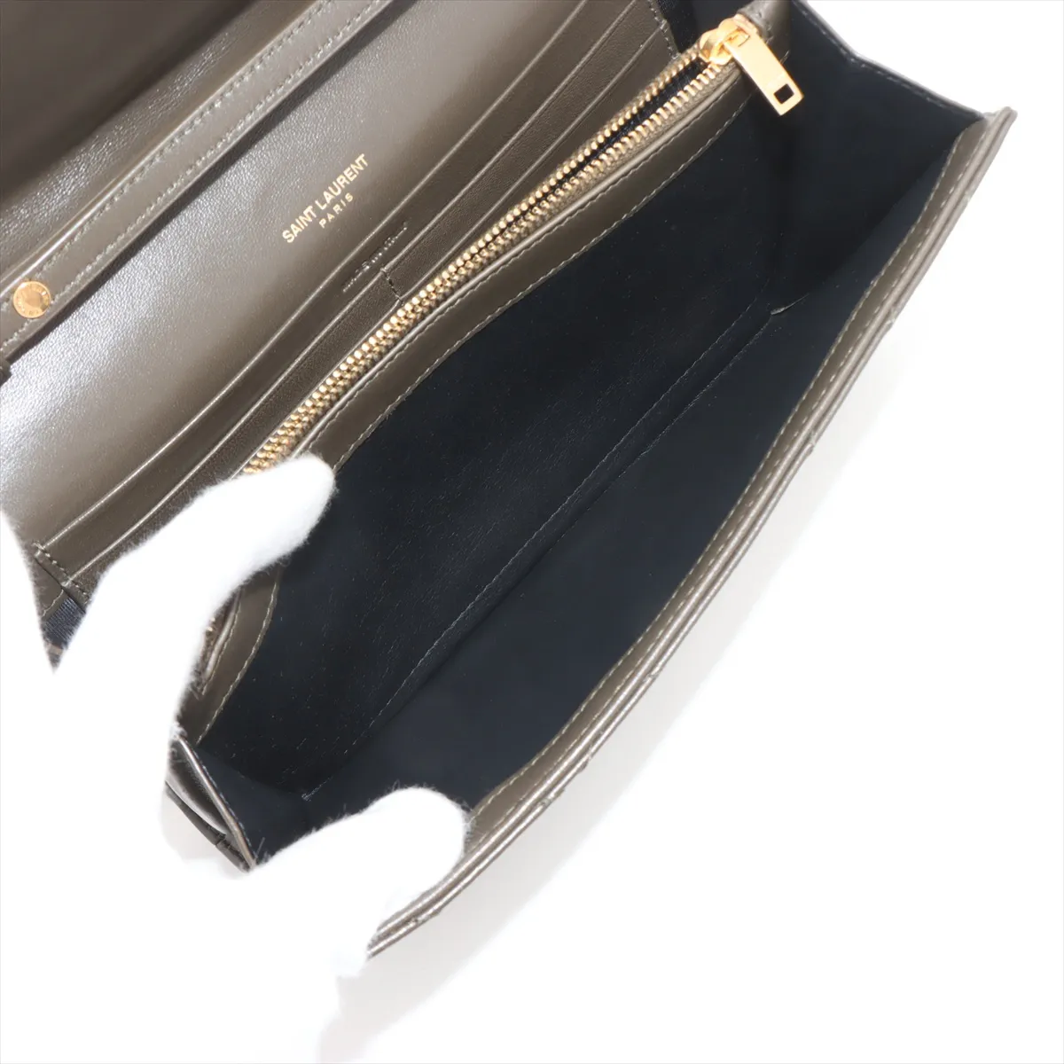 Cassandra Leather Chain Wallet Khaki 377828 — view 6