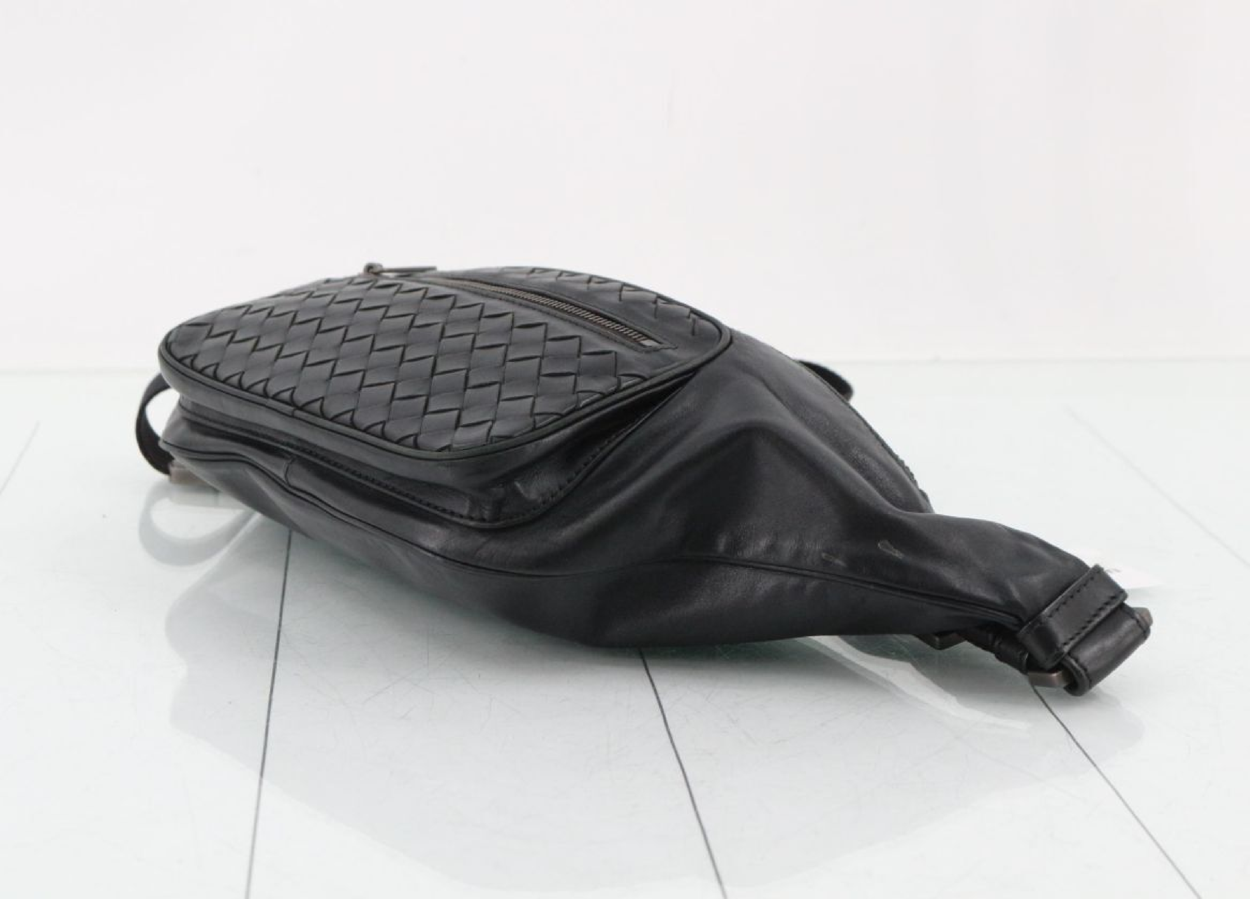 Intrecciato Waist Bag, Black — view 5