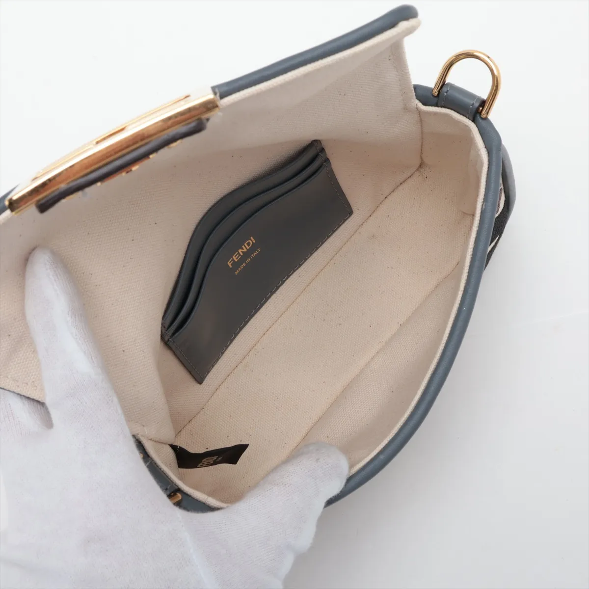 Zucca Mini Bucket 8BS017 Canvas x Leather 2-Way Shoulder Bag, Blue — view 6