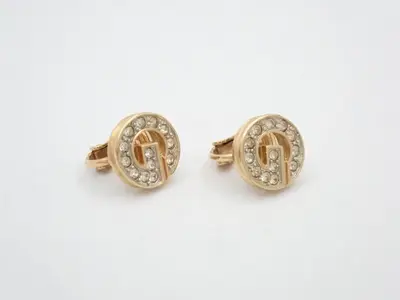 G logo rhinestone gold earrings