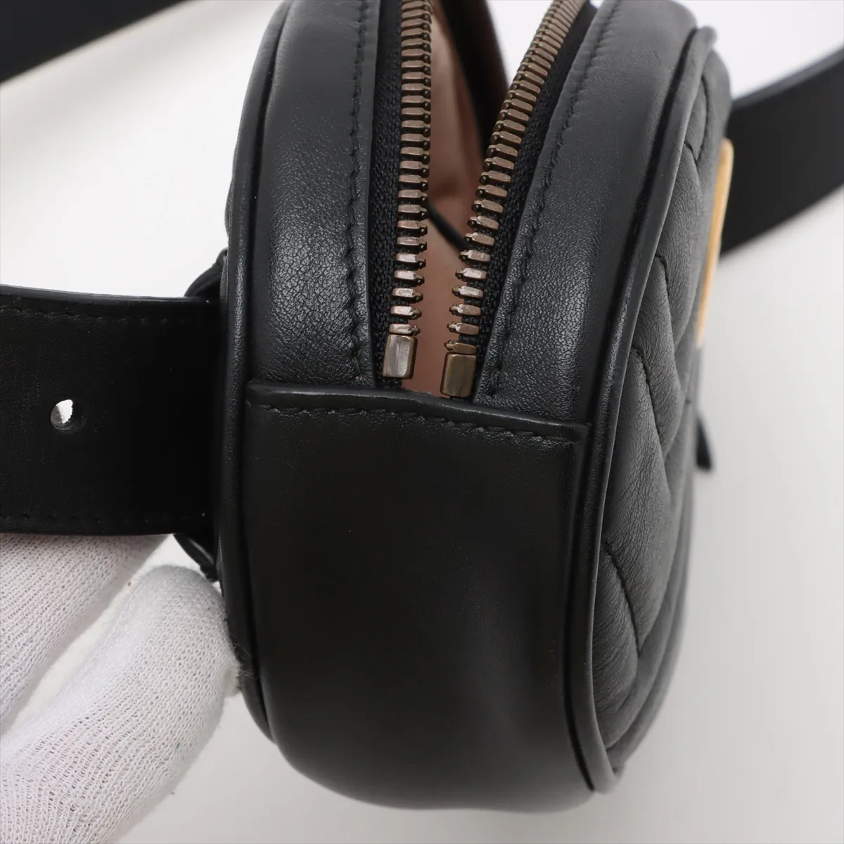 GG Marmont Leather Waist Pouch Black 476434 — view 11
