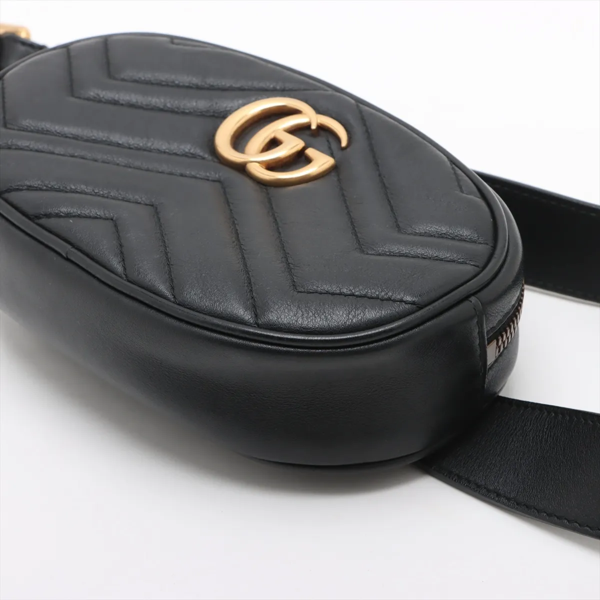 GG Marmont Leather Waist Pouch Black 476434 — view 3