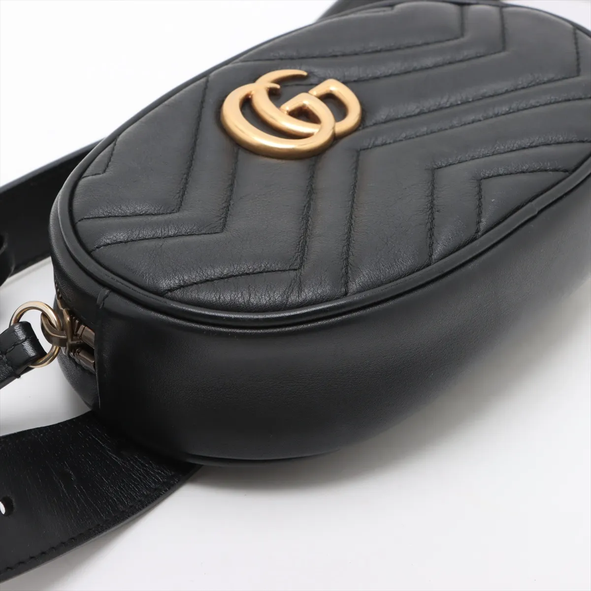 GG Marmont Leather Waist Pouch Black 476434 — view 4
