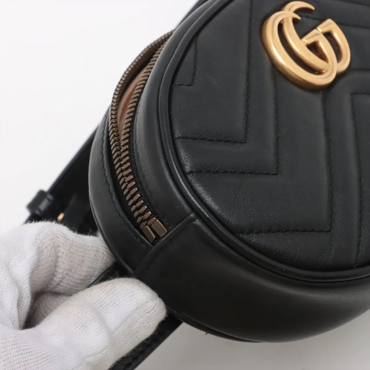 GG Marmont Leather Waist Pouch Black 476434 — view 10