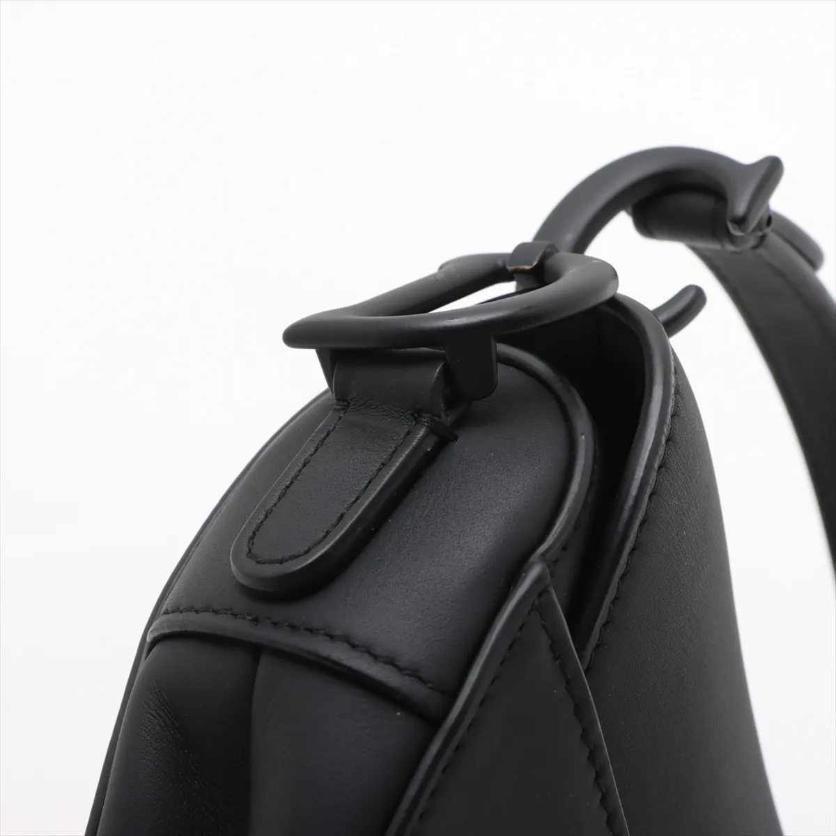 Saddle Bag Leather Shoulder Bag Black — view 12