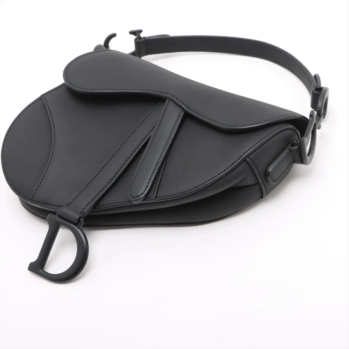 Saddle Bag Leather Shoulder Bag Black — view 3