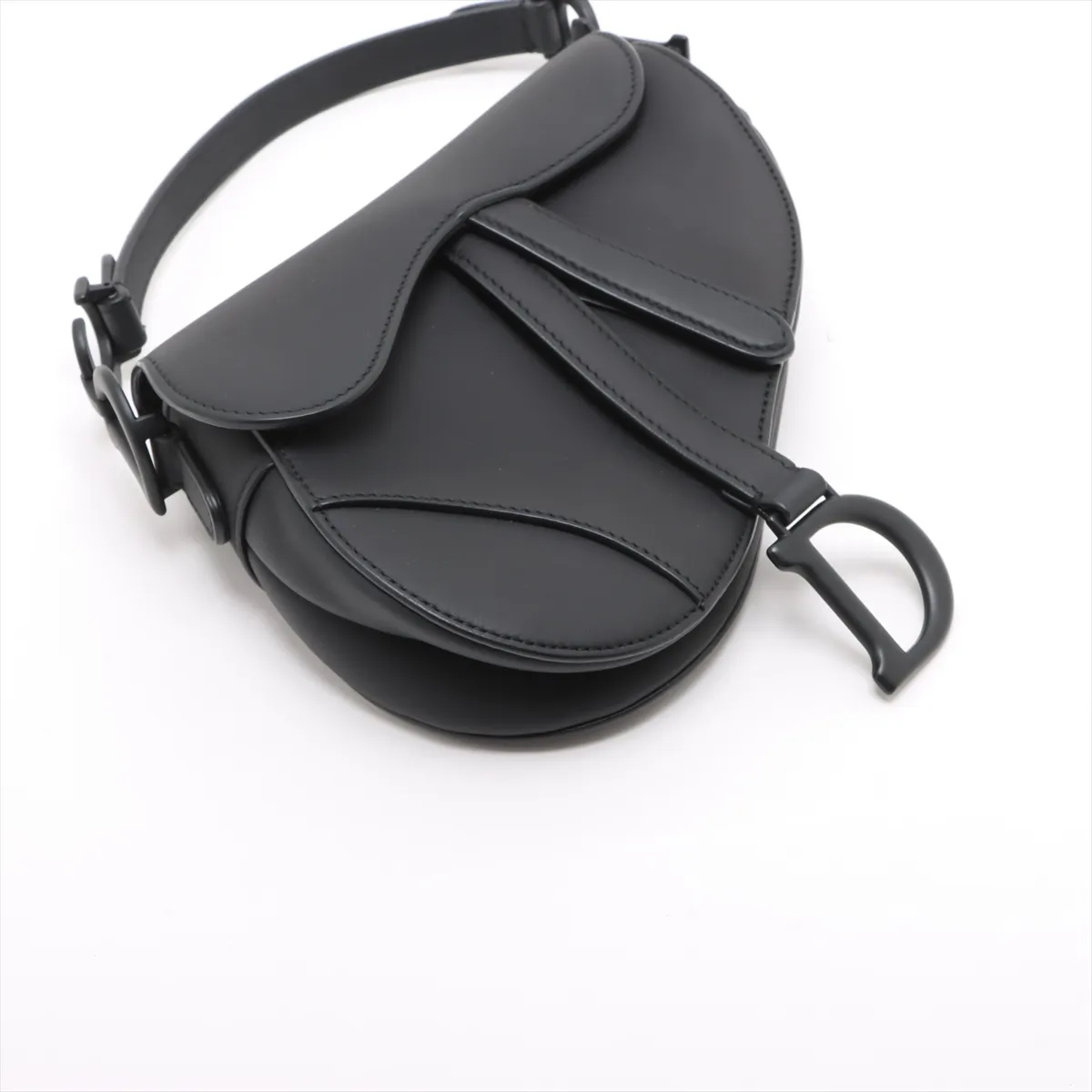 Saddle Bag Leather Shoulder Bag Black — view 4