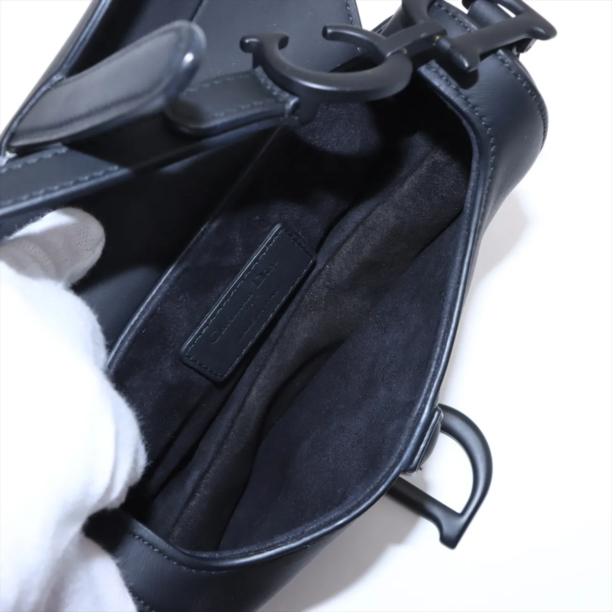 Saddle Bag Leather Shoulder Bag Black — view 7