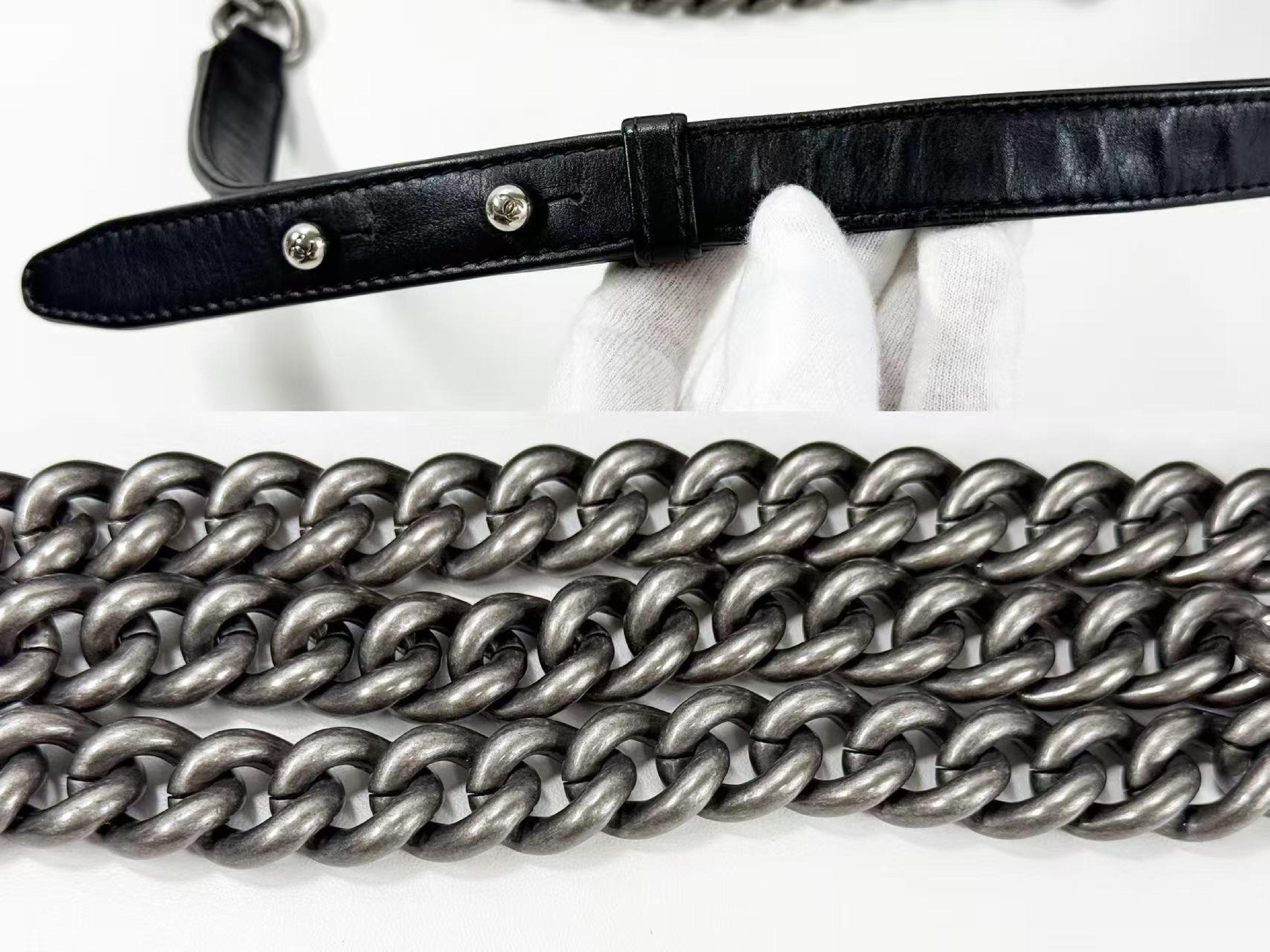 Black Chevron Boy Shoulder Bag, W28cm (approx.), serial number in the 20s, with dust bag and seal. Vintage silver hardware. Item number 20016699. — view 7