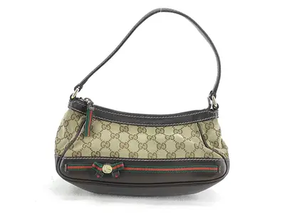 Brown GG Canvas Bow Underarm Bag Shoulder Bag