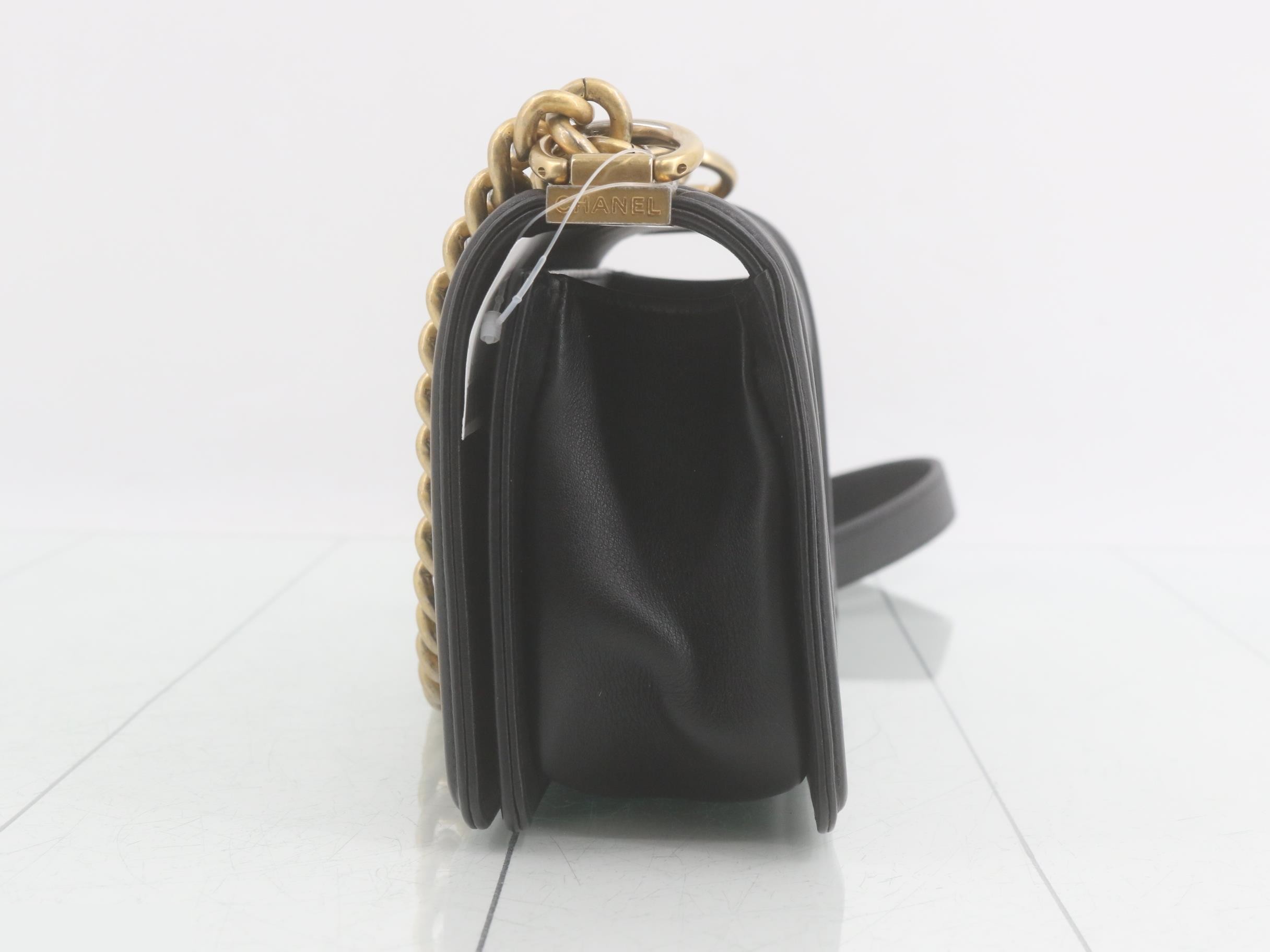 Boy Chanel Chain Shoulder Bag, Black — view 3