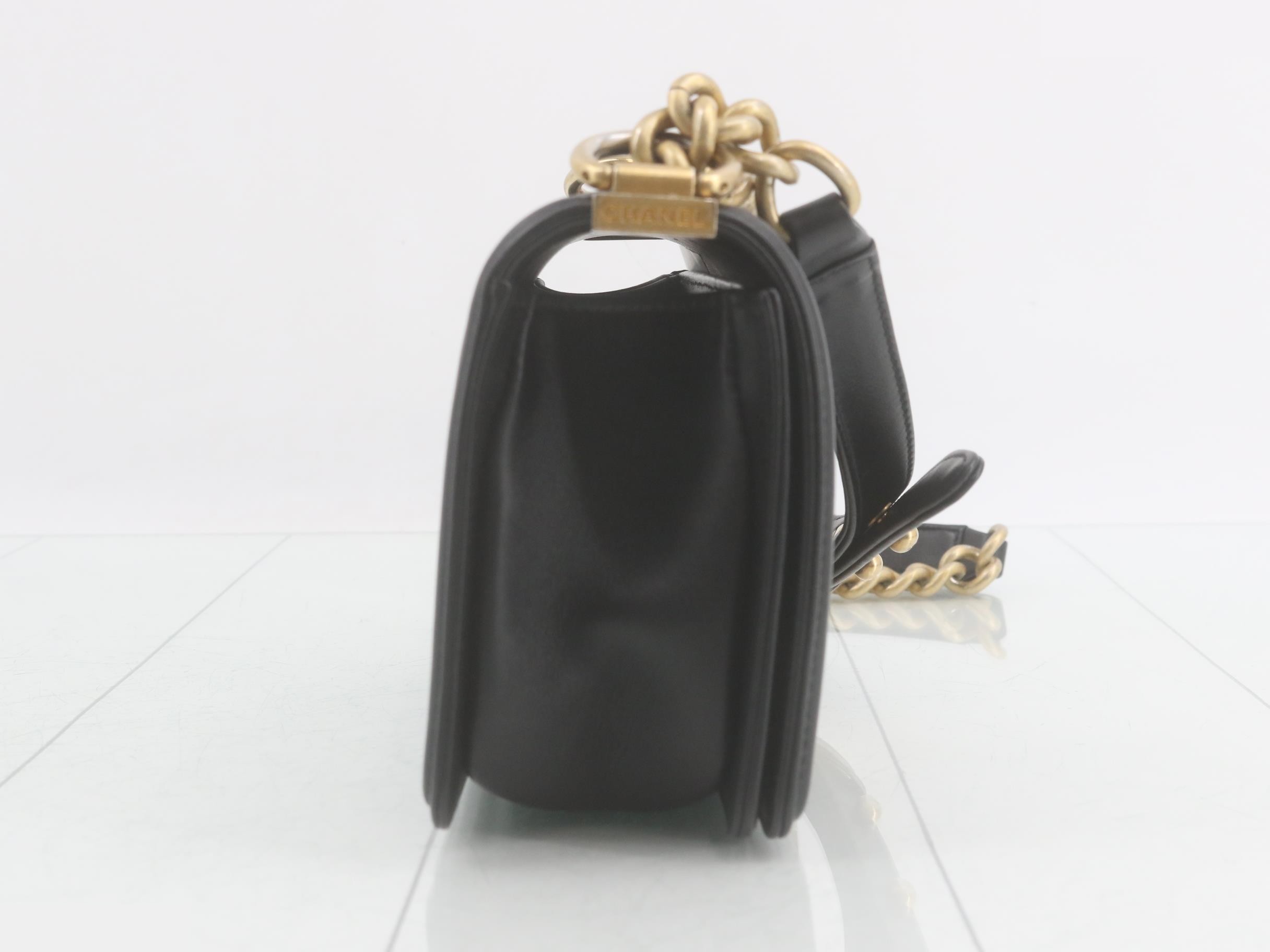 Boy Chanel Chain Shoulder Bag, Black — view 4