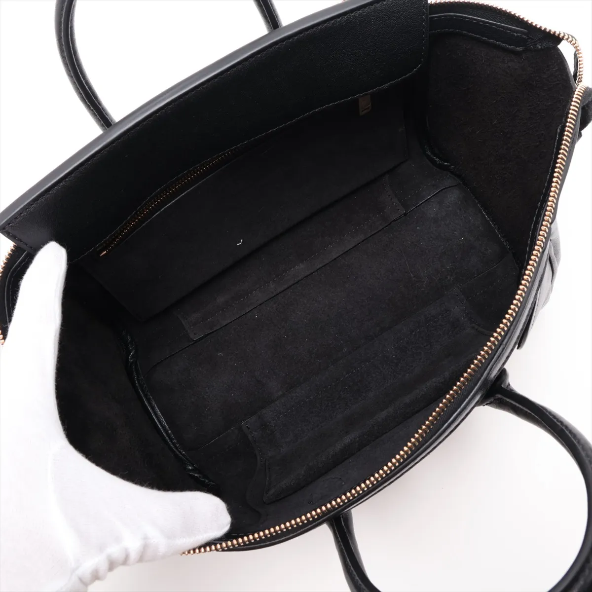 New Luggage Small Leather 2-Way Handbag, Black — view 8