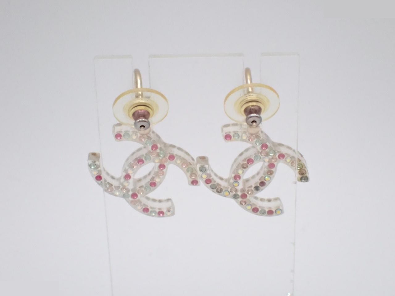 04A Multicolor Rhinestone Clear Hoop Earrings (Aftermarket) — view 2