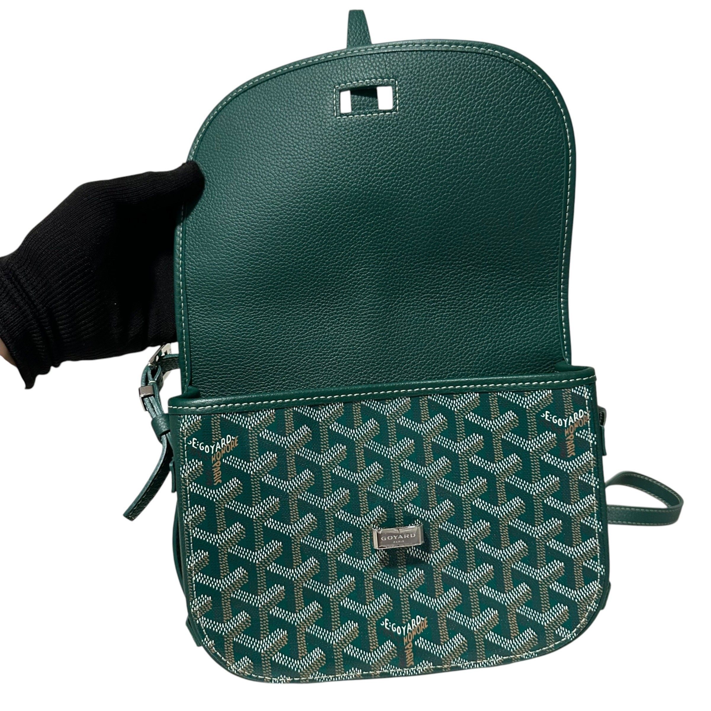 Belvedere PM Shoulder Bag, Herringbone Print, Green — view 10