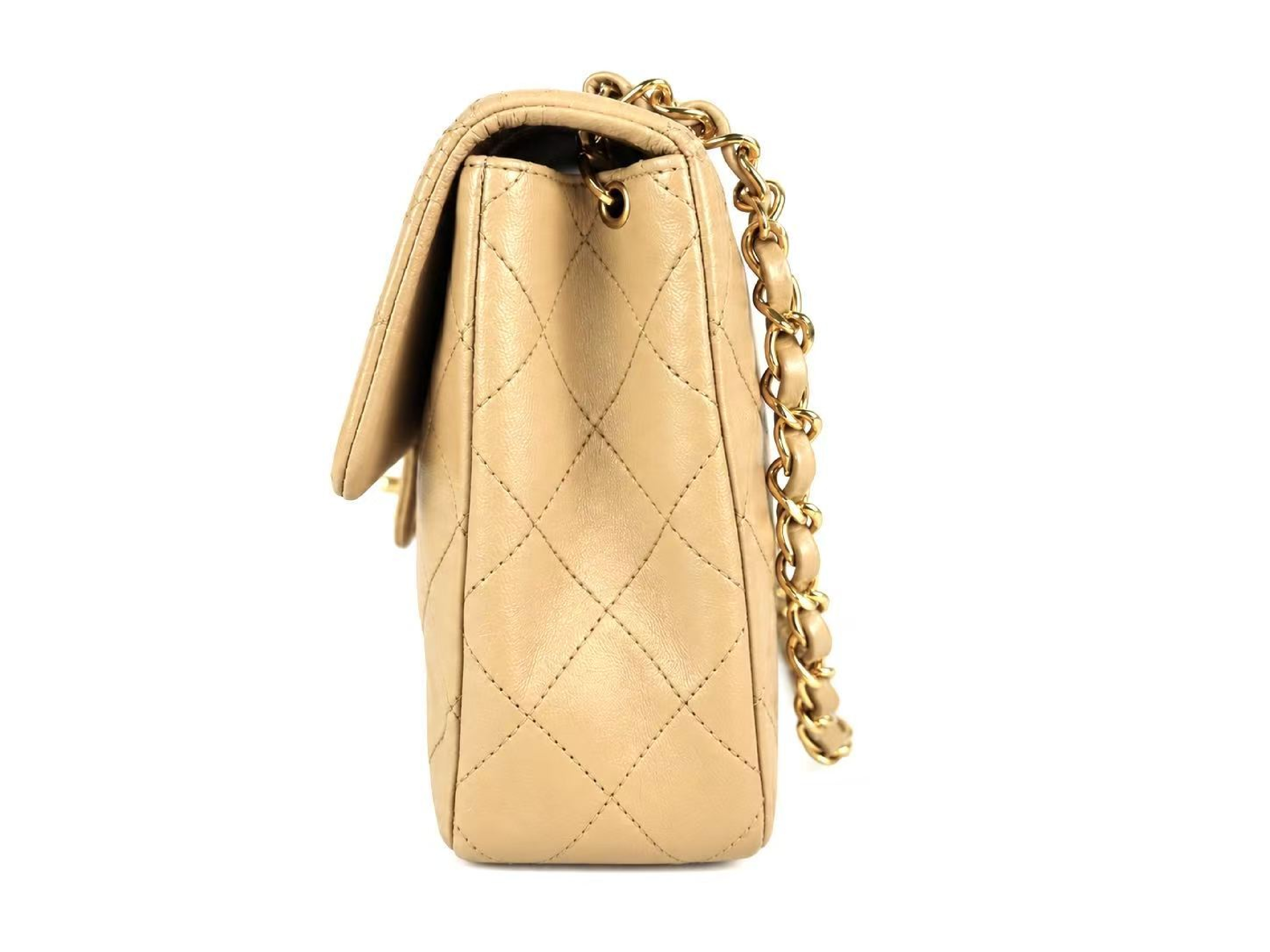 Lambskin Matelassé 20 S Flap S Chain Turnlock GD Hardware Beige Seal Shoulder Bag — view 5