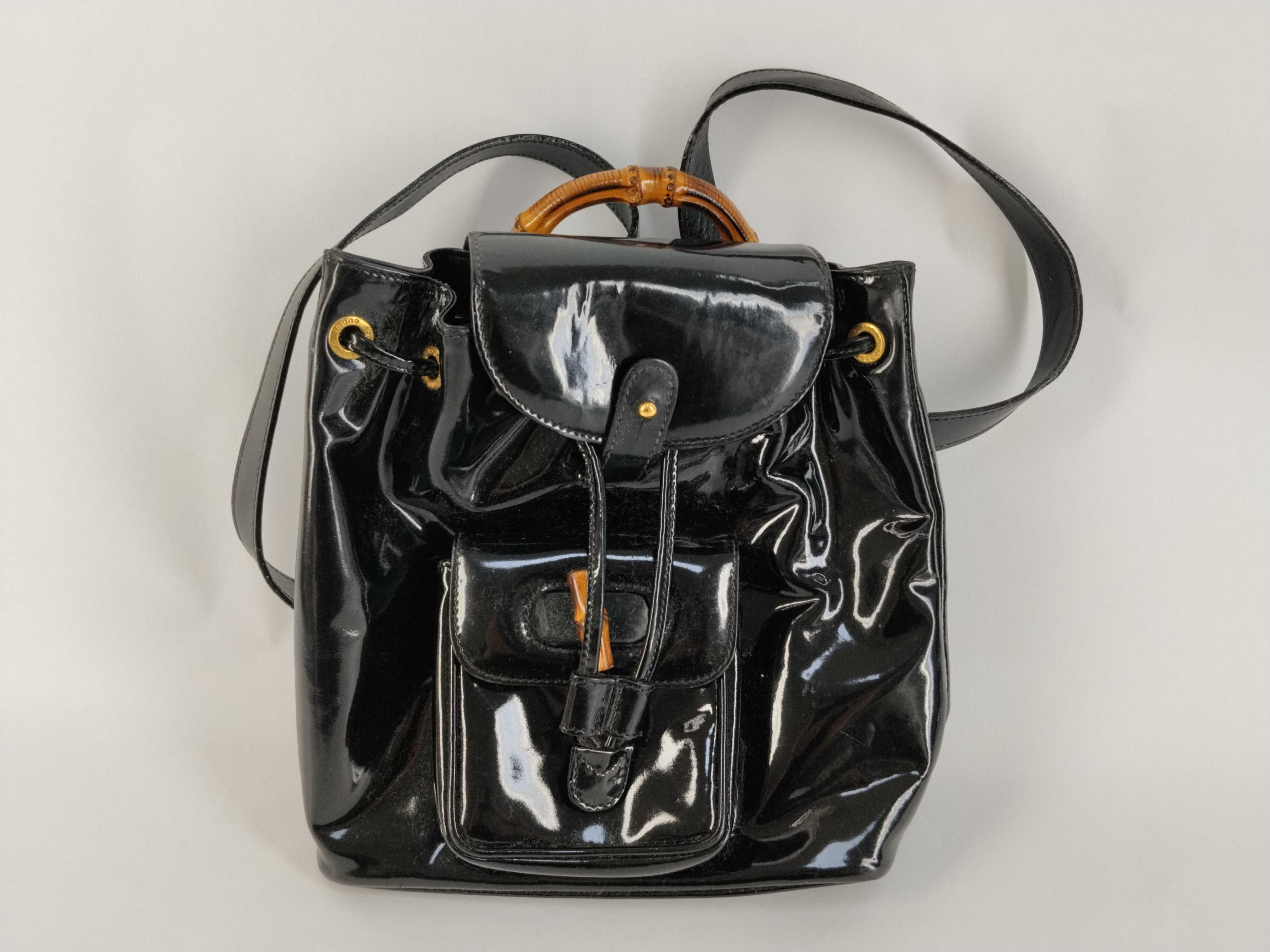 Bamboo Backpack, Black, with Wooden Handles, 10,000 yen (Price not specified)